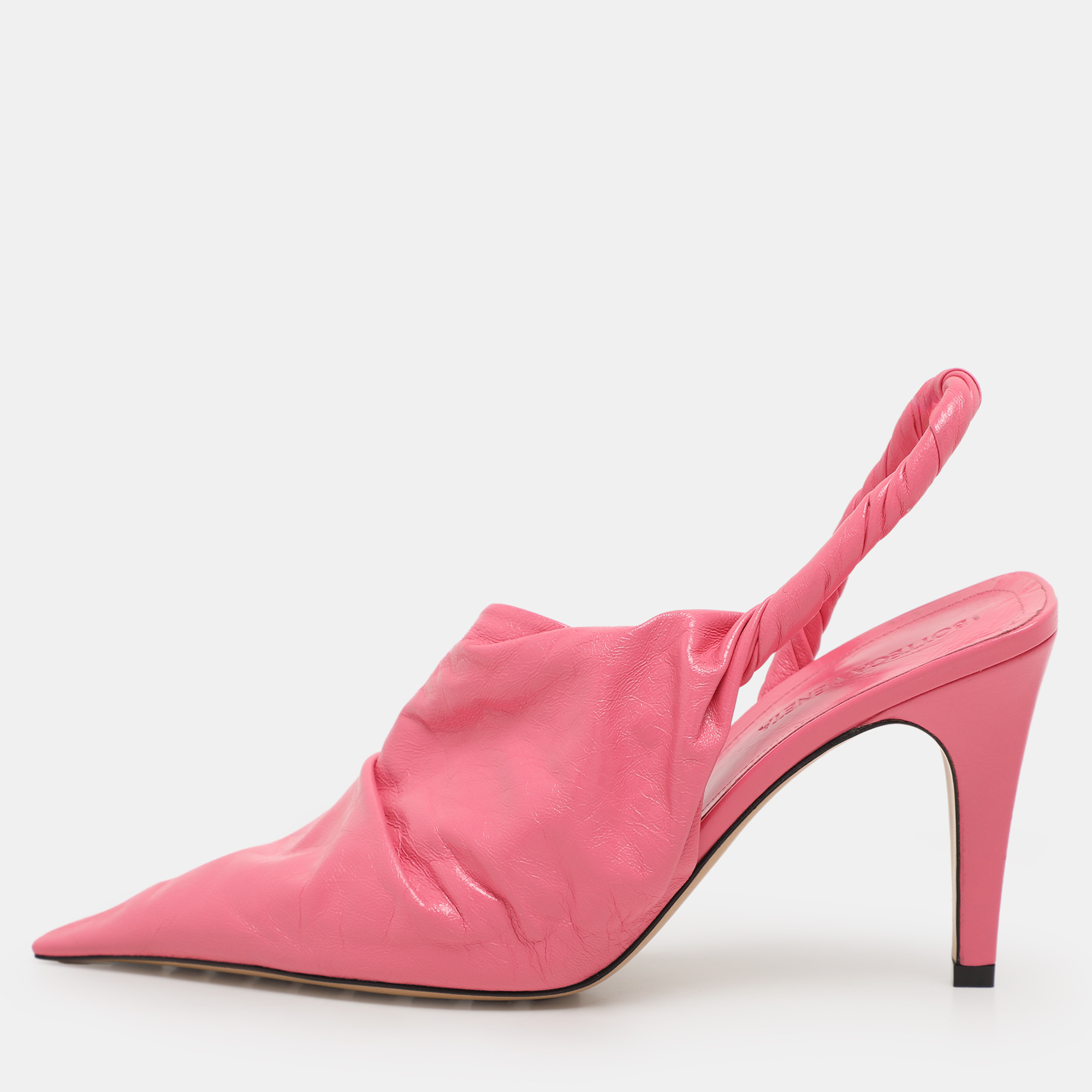 

Bottega Veneta Pink Leather Pointed Toe Slingback Pumps Size