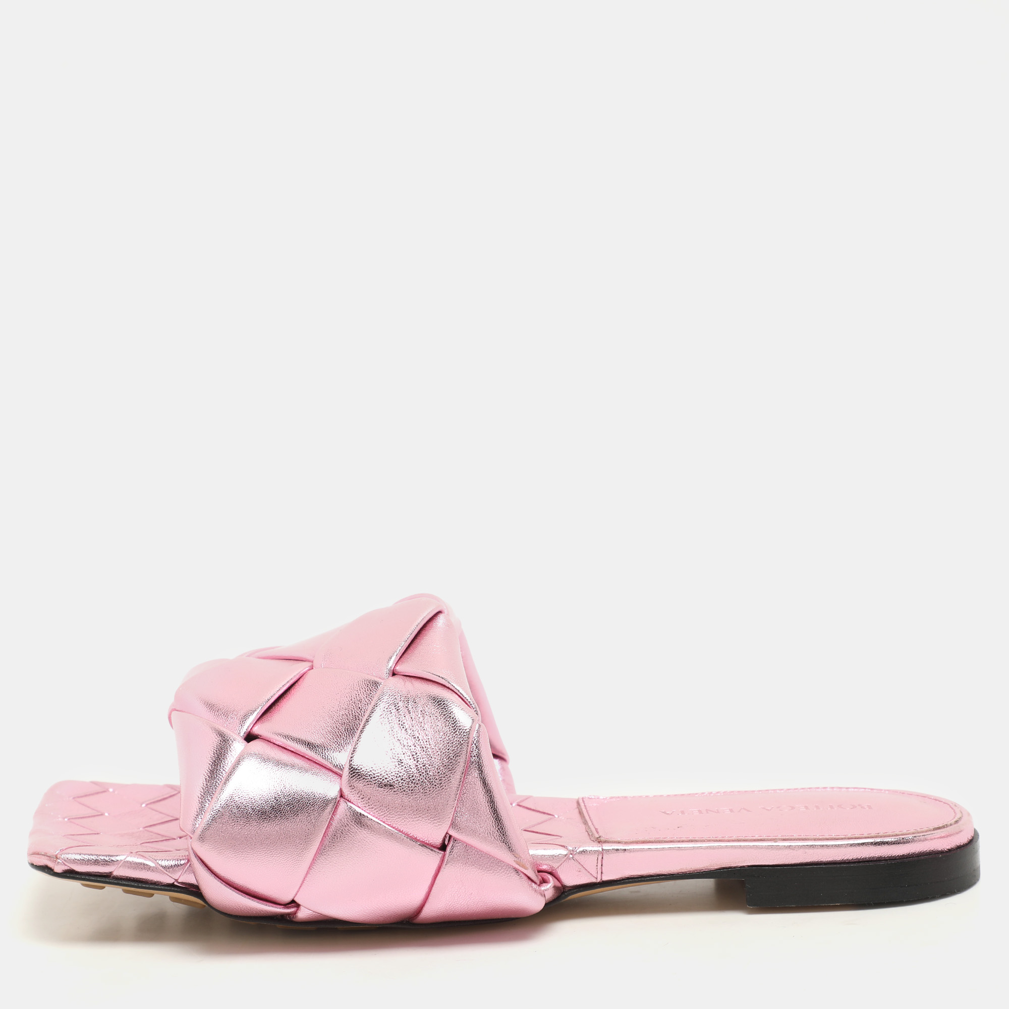 

Bottega Veneta Metallic Pink Leather Lido Flats Size 37.5