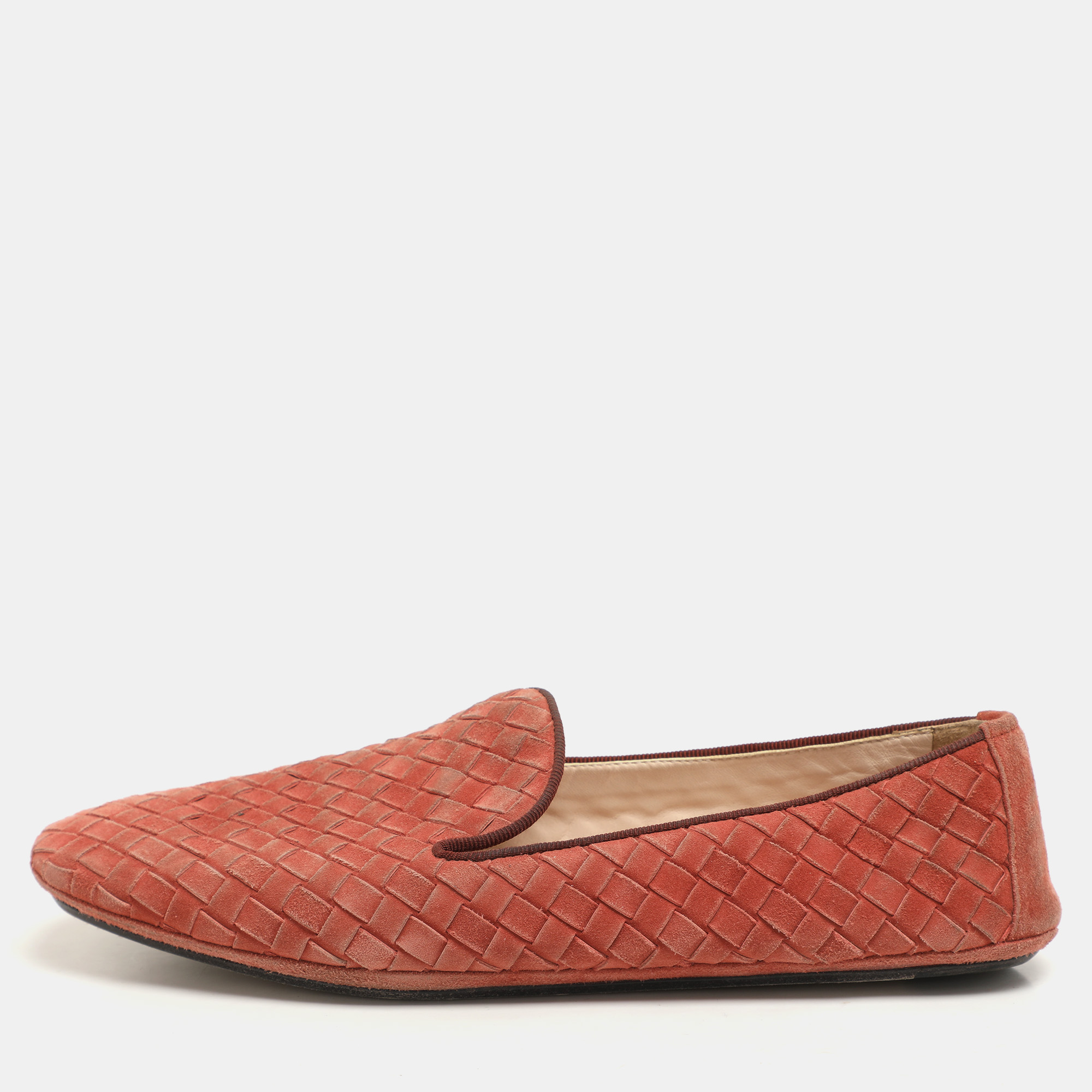

Bottega Veneta Brown Intrecciato Suede Smoking Slippers Size