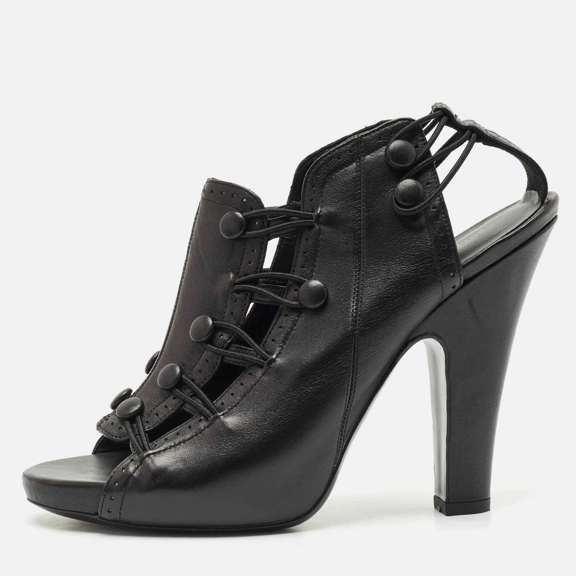 

Bottega Veneta Black Leather Ankle Length Boots Size