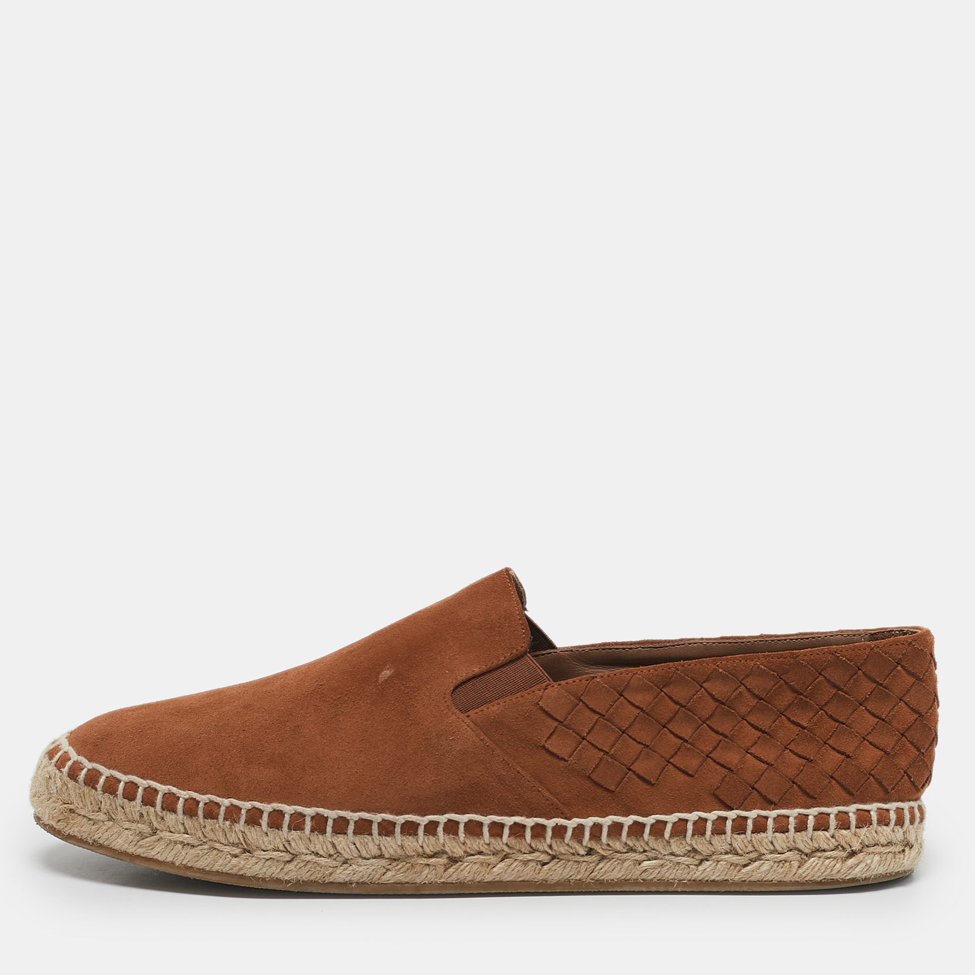 

Bottega Veneta Orange Intrecciato Suede Espadrille Flats Size