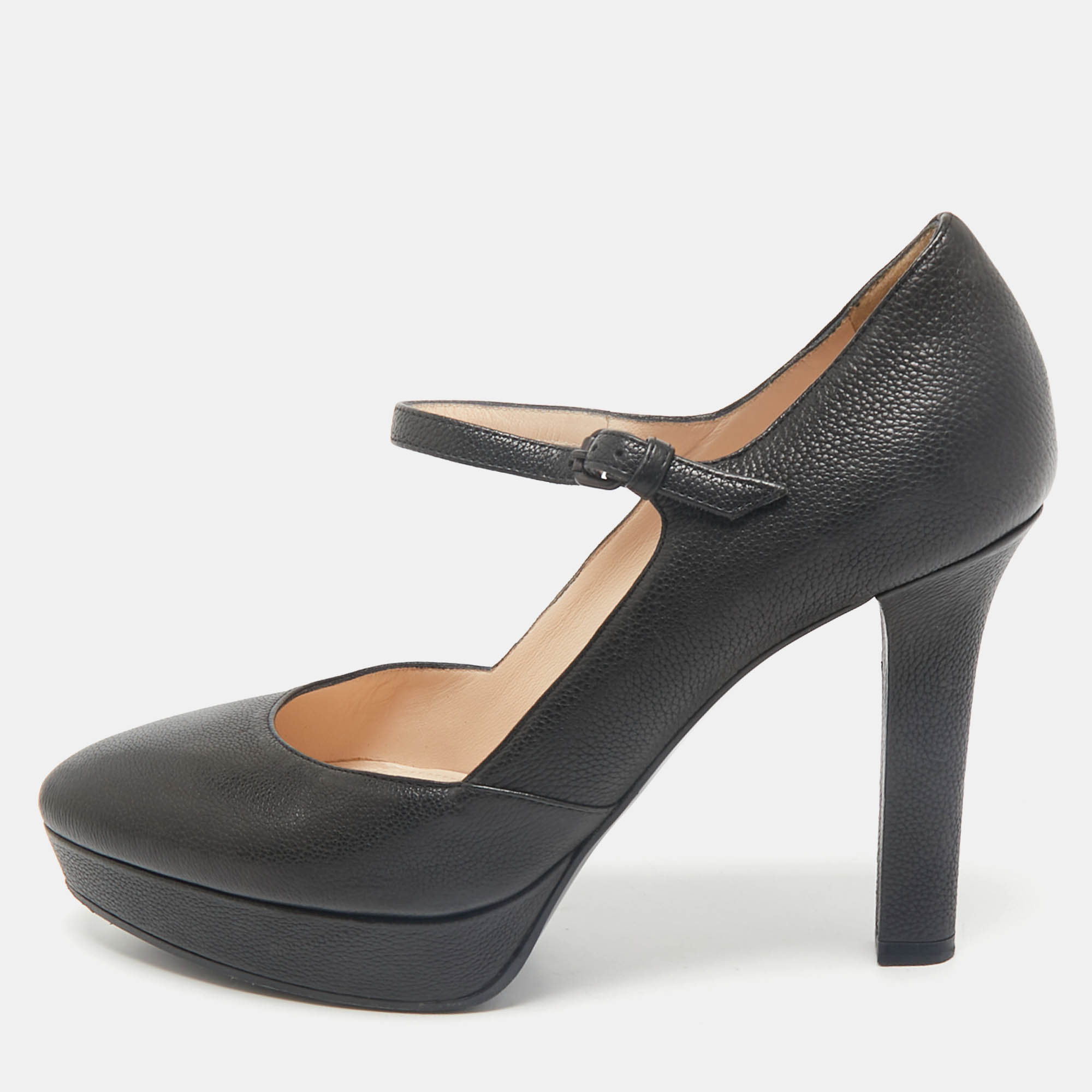 

Bottega Veneta Black Leather Mary Jane Platform Pumps Size