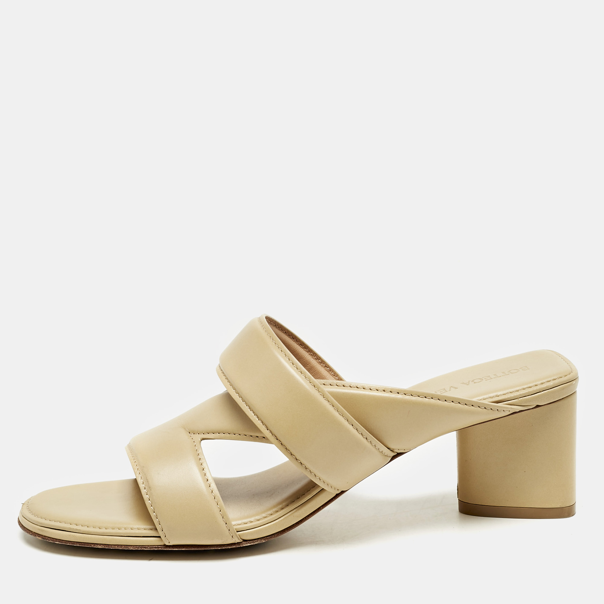 

Bottega Veneta Beige Leather Strech Slide Sandals Size
