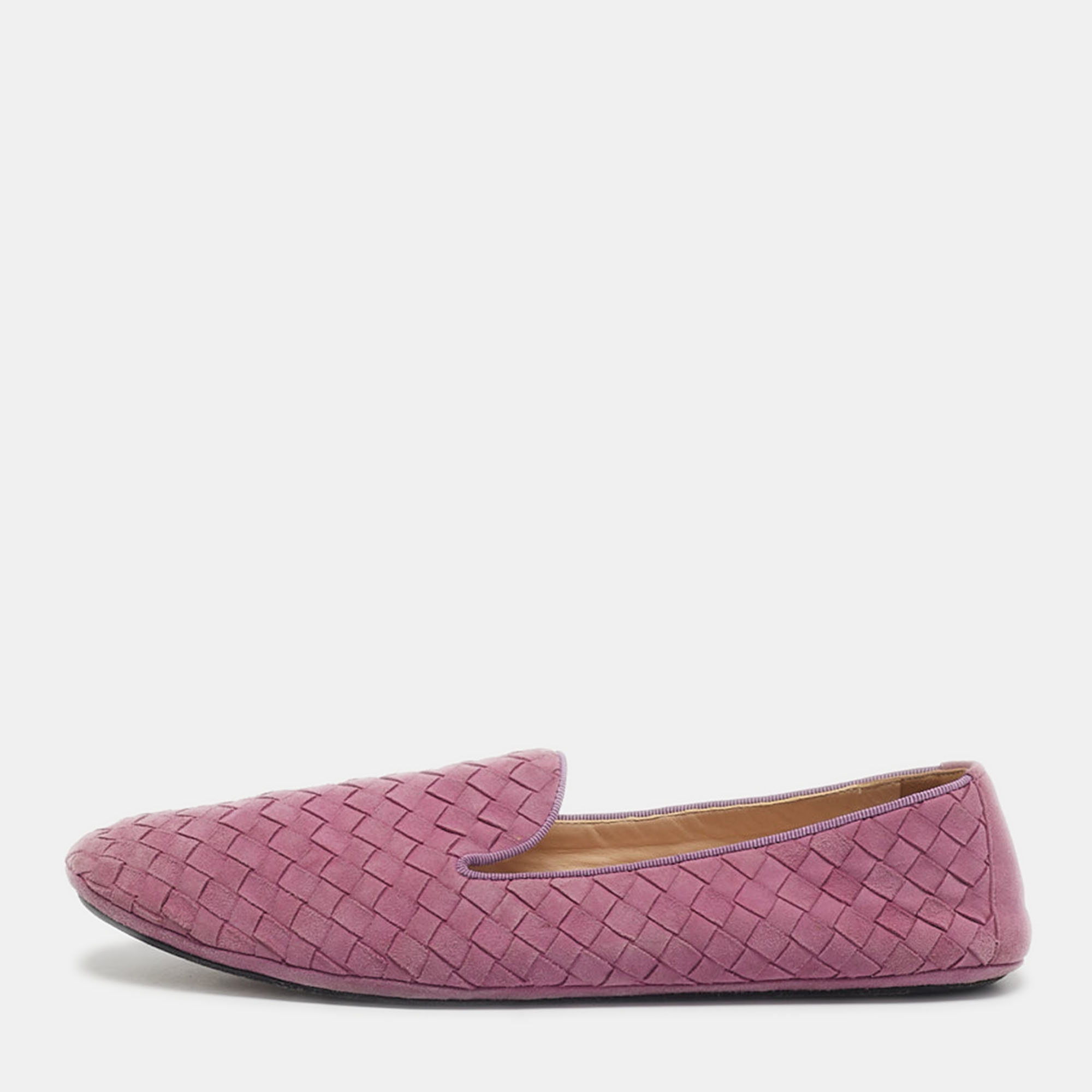 

Bottega Veneta Light Purple Intrecciato Suede Smoking Slippers Size, Pink