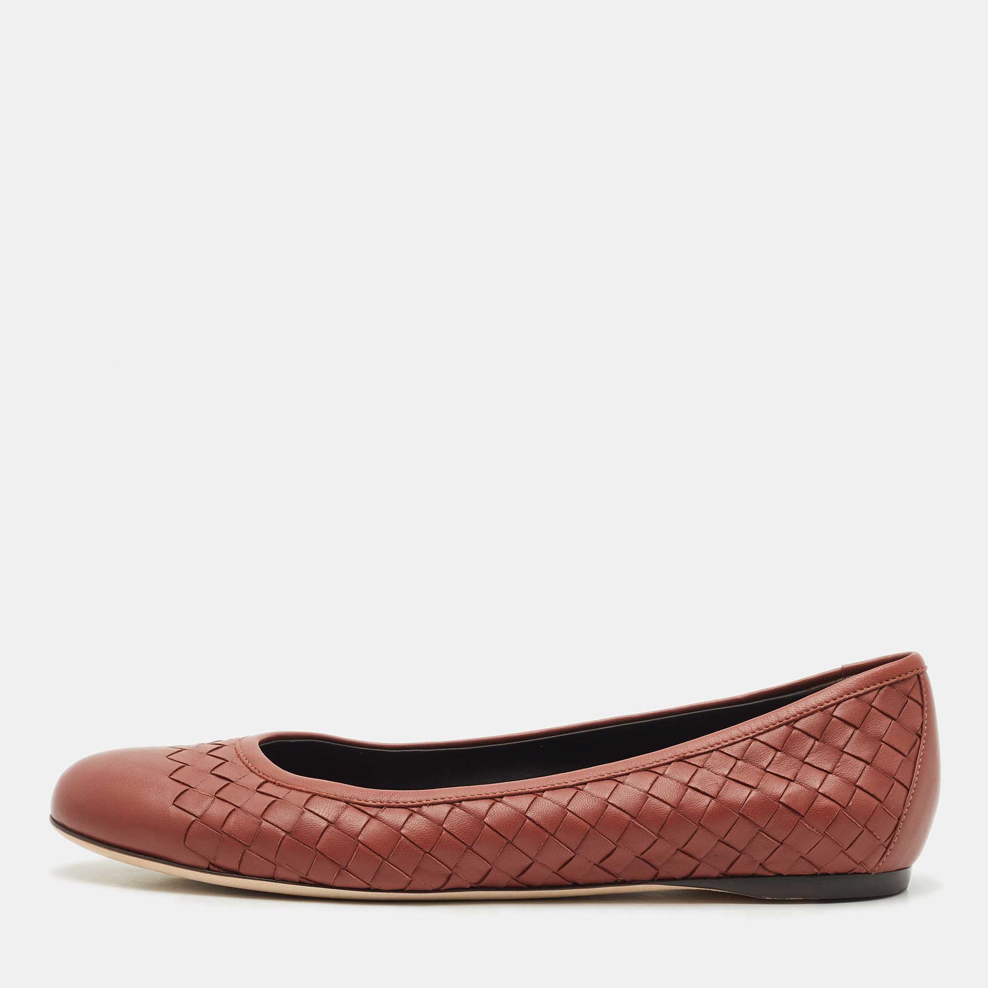 

Bottega Veneta Brown Intrecciato Leather Ballet Flats Size