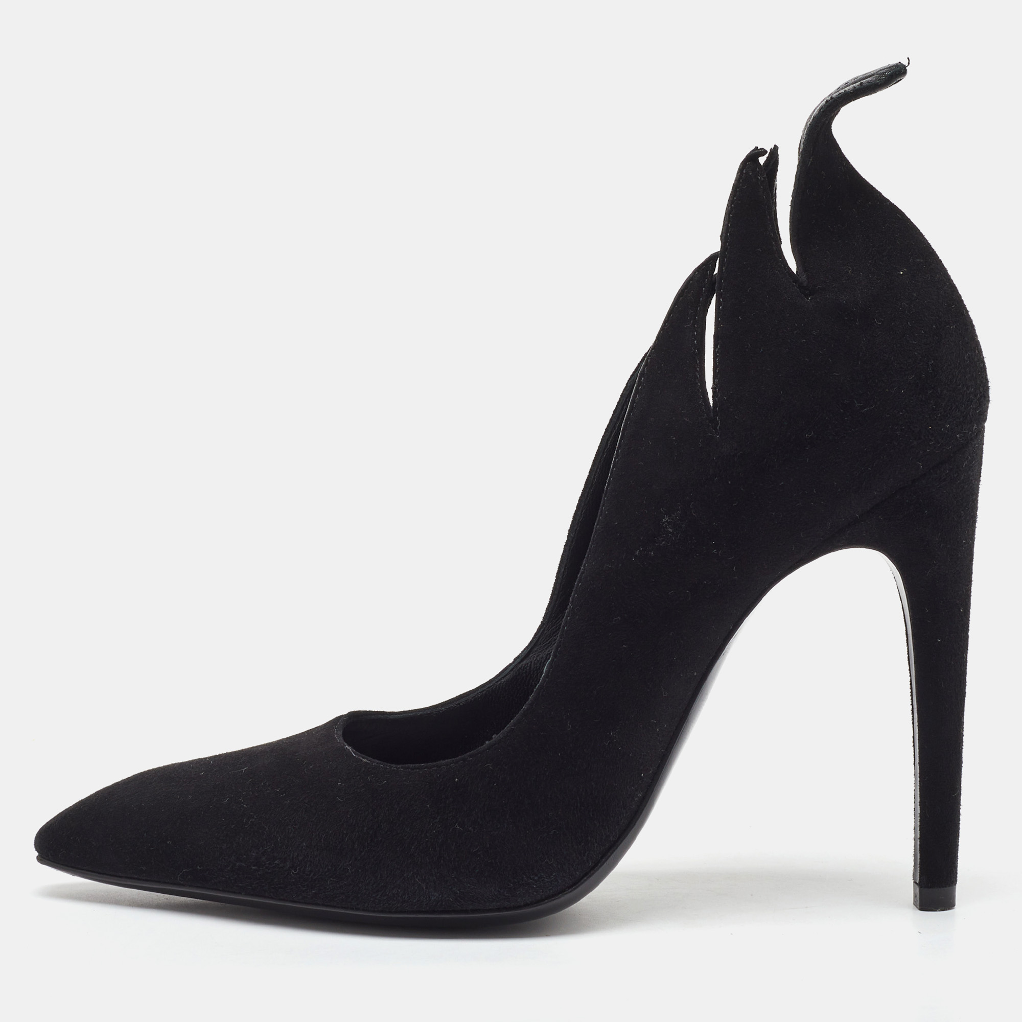 

Bottega Veneta Black Suede Jagged Detail Pumps Size