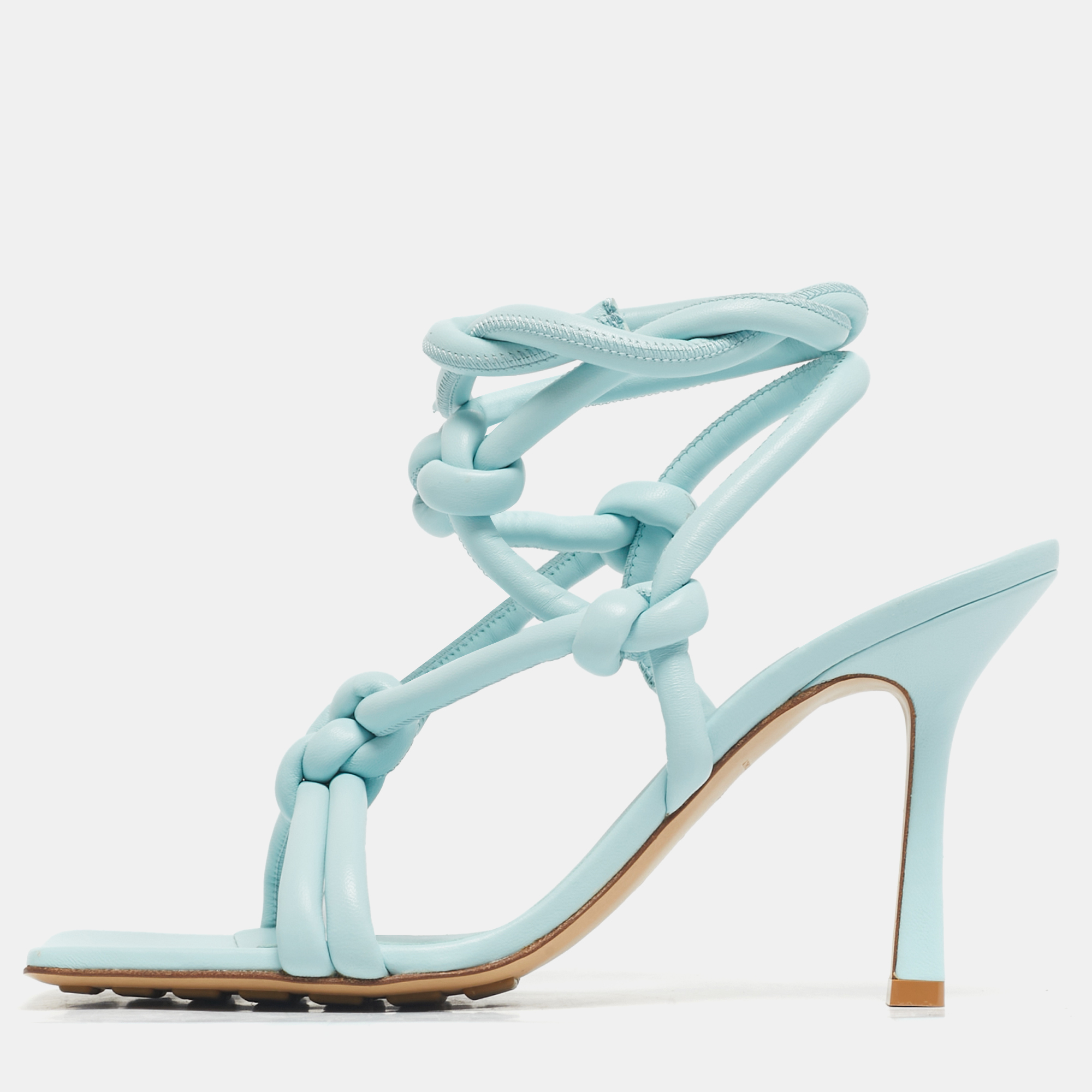 

Bottega Veneta Blue Leather Ankle Strap Sandals Size