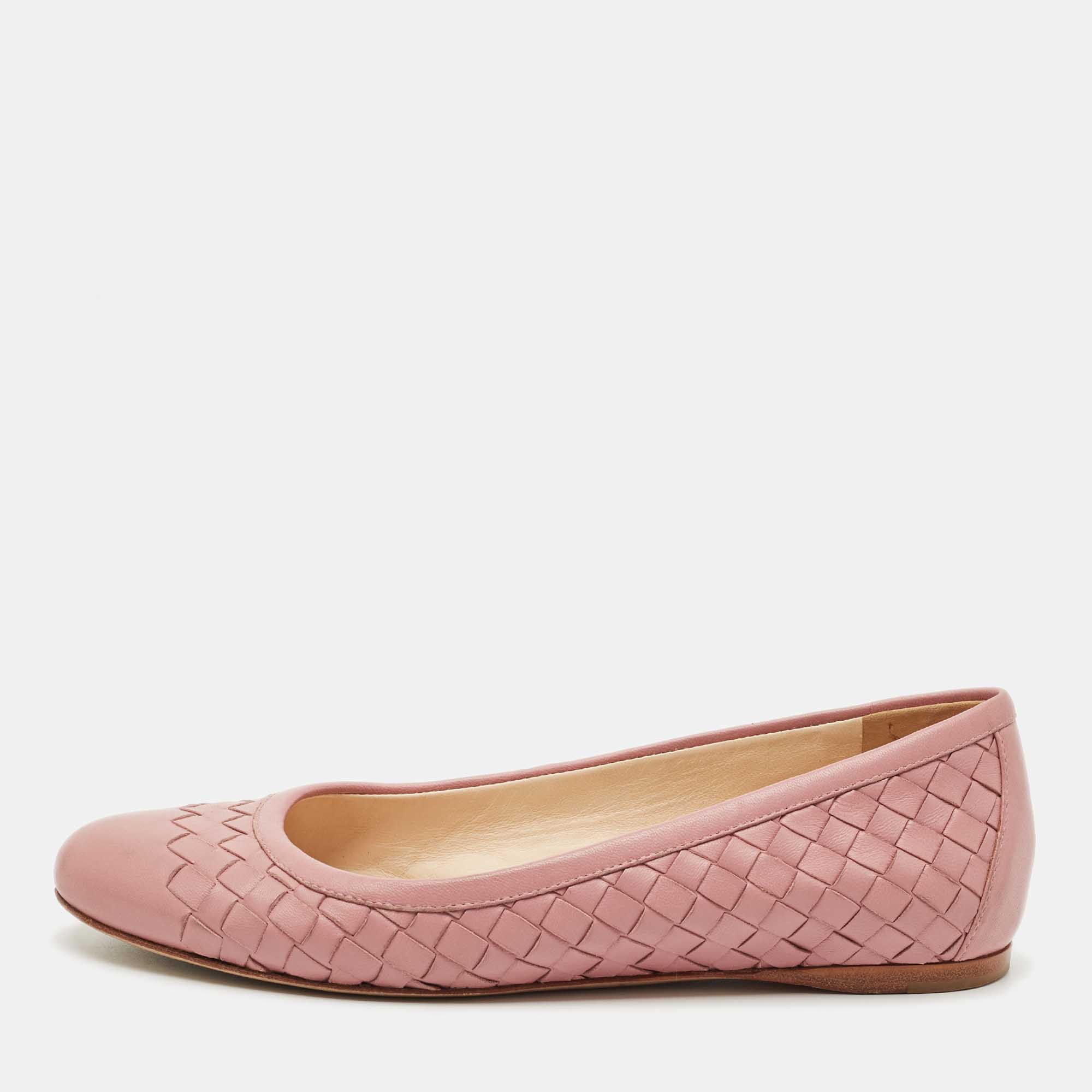 

Bottega Veneta Beige Intrecciato Leather Ballet Flats Size
