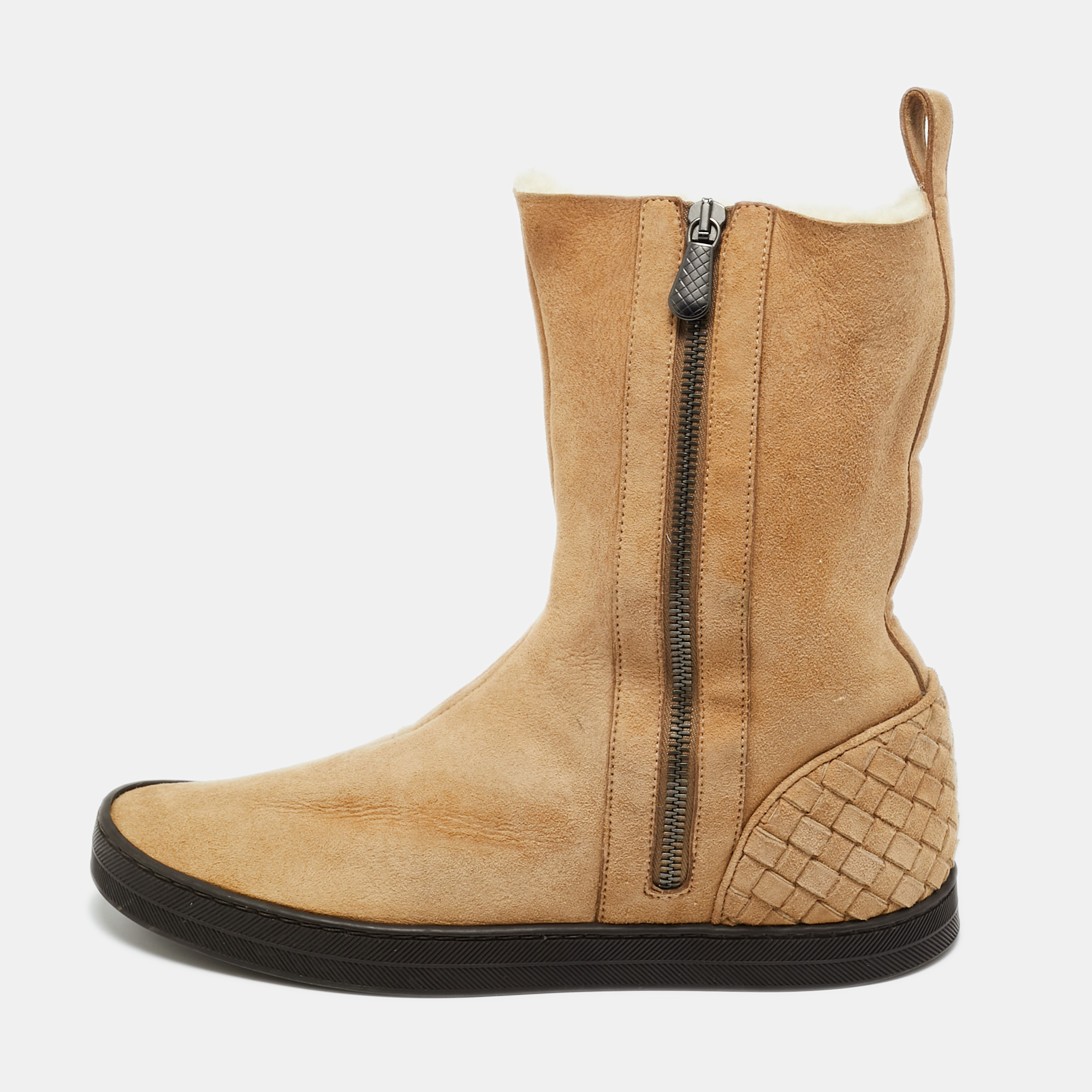 Pre-owned Bottega Veneta Brown Suede Ankle Length Boots Size 37