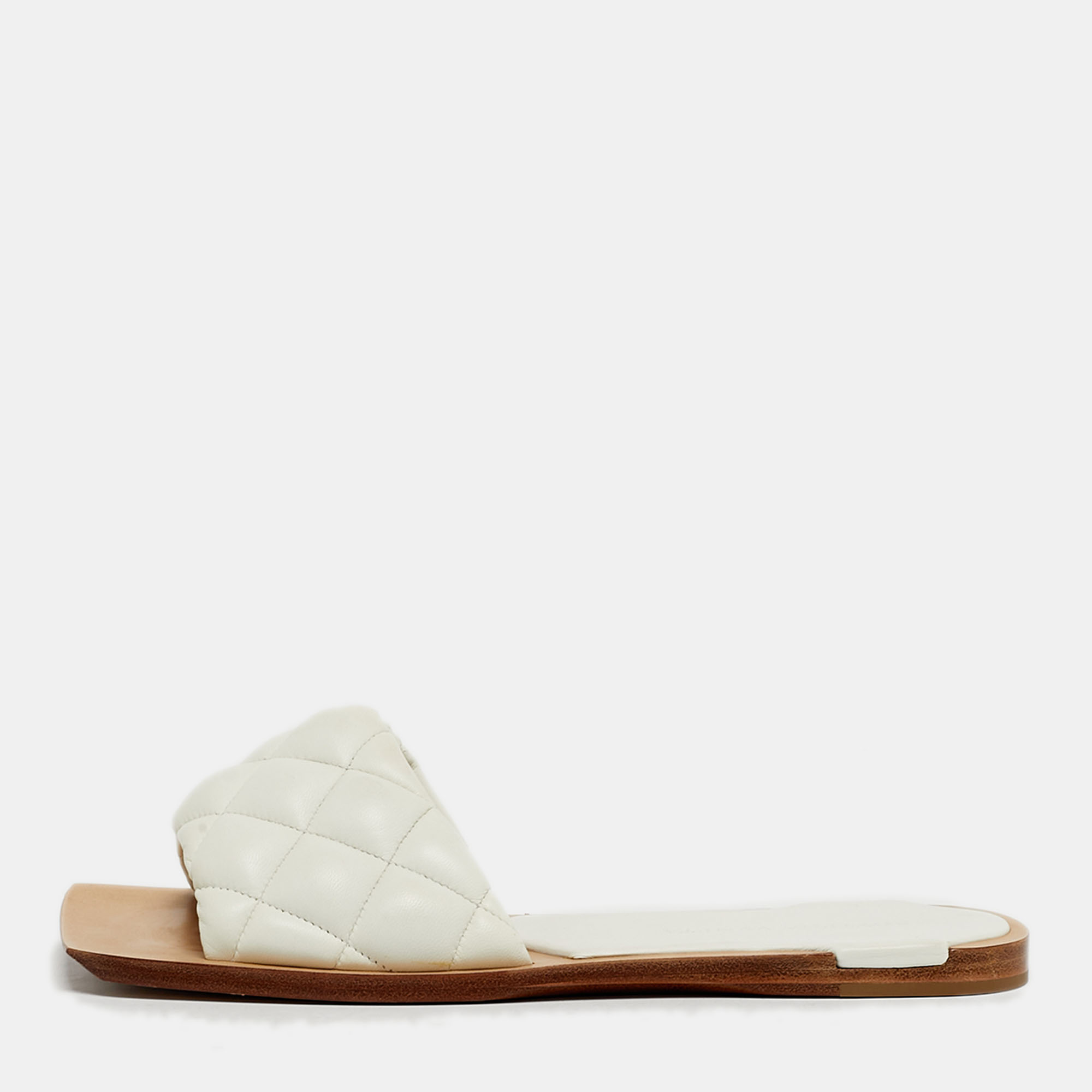 Pre-owned Bottega Veneta Lido Size 36 White Leather Flat Slides
