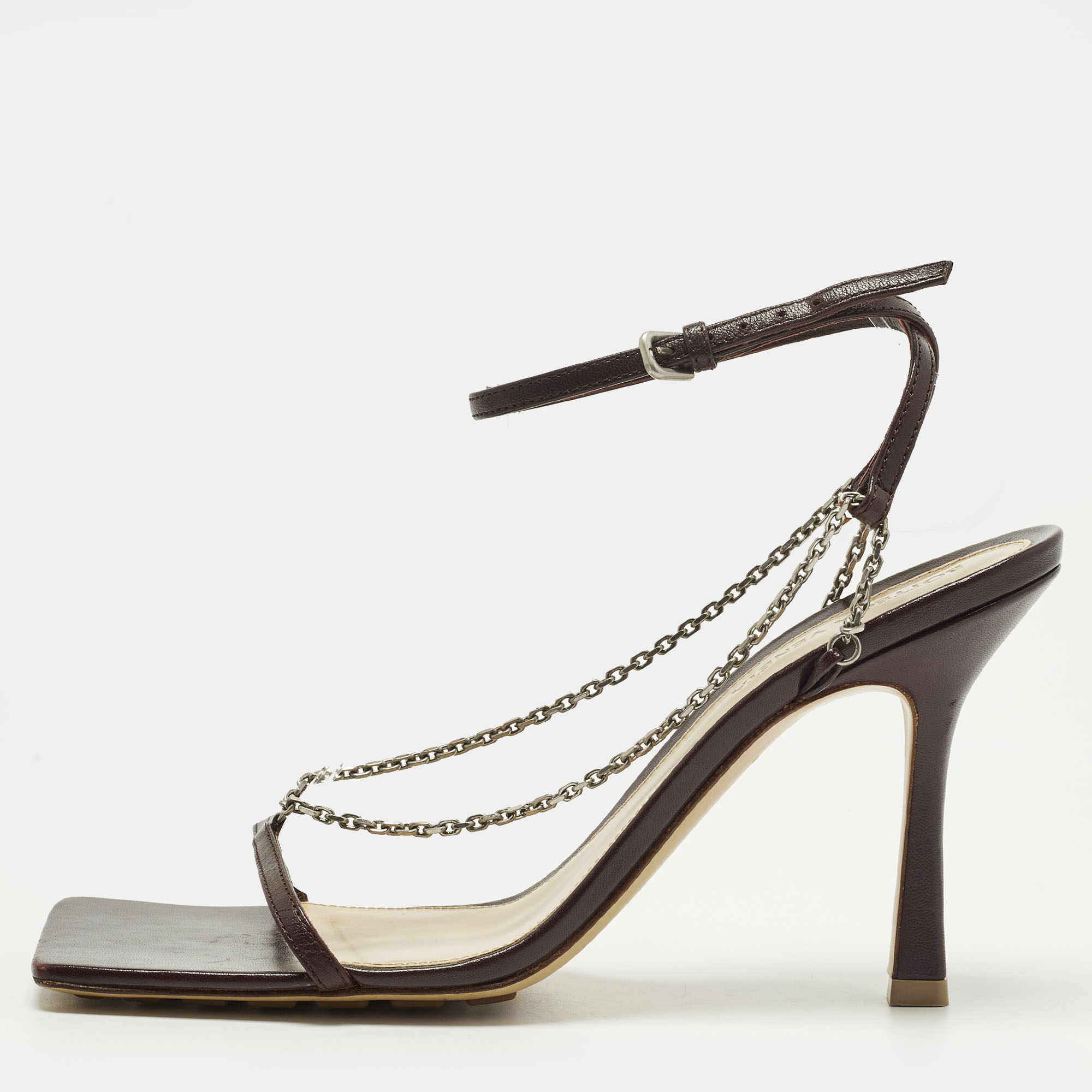 

Bottega Veneta Stretch Size  Burgundy Leather Ankle Strap Sandals
