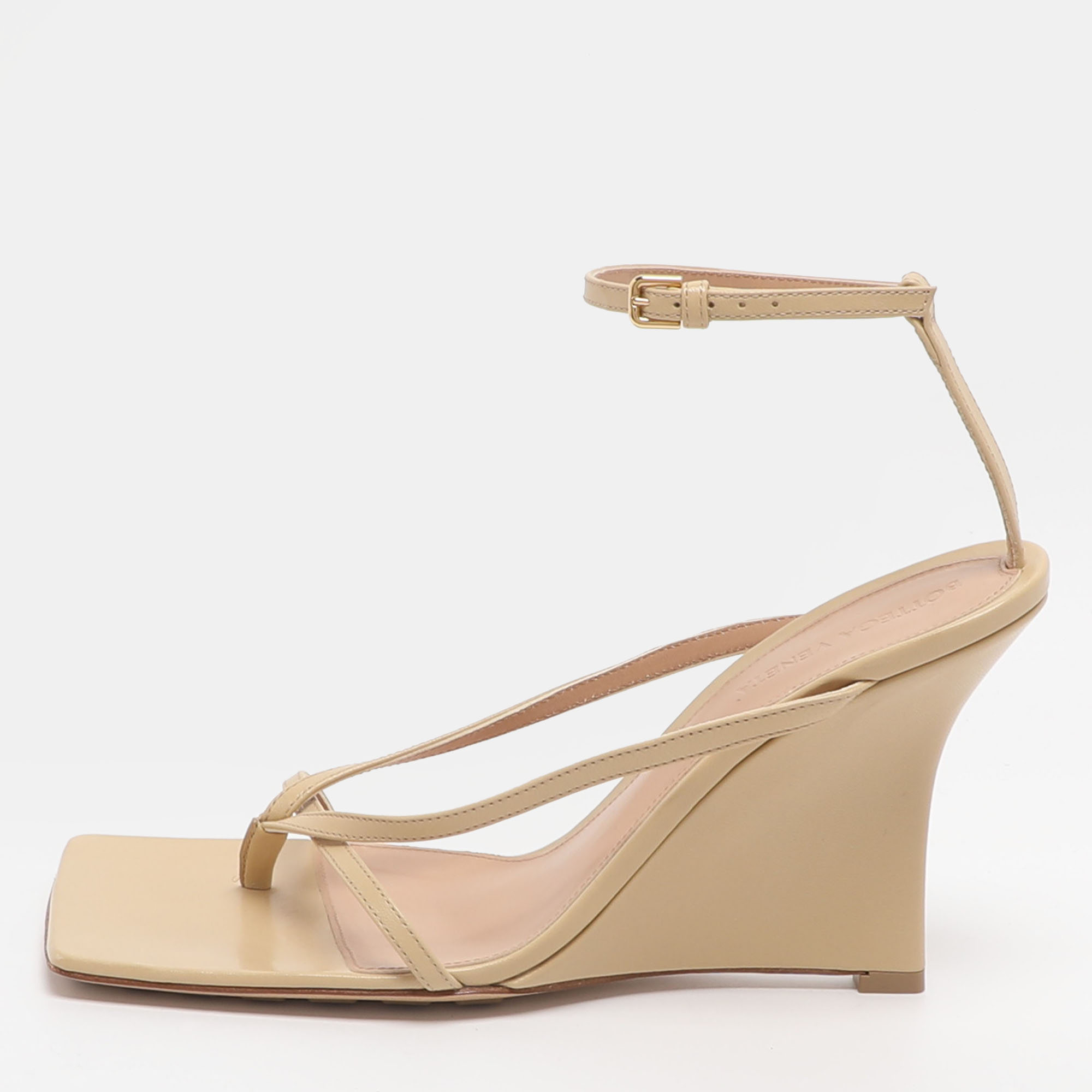 

Bottega Veneta Stretch Size  Beige Leather Ankle Strap Sandals