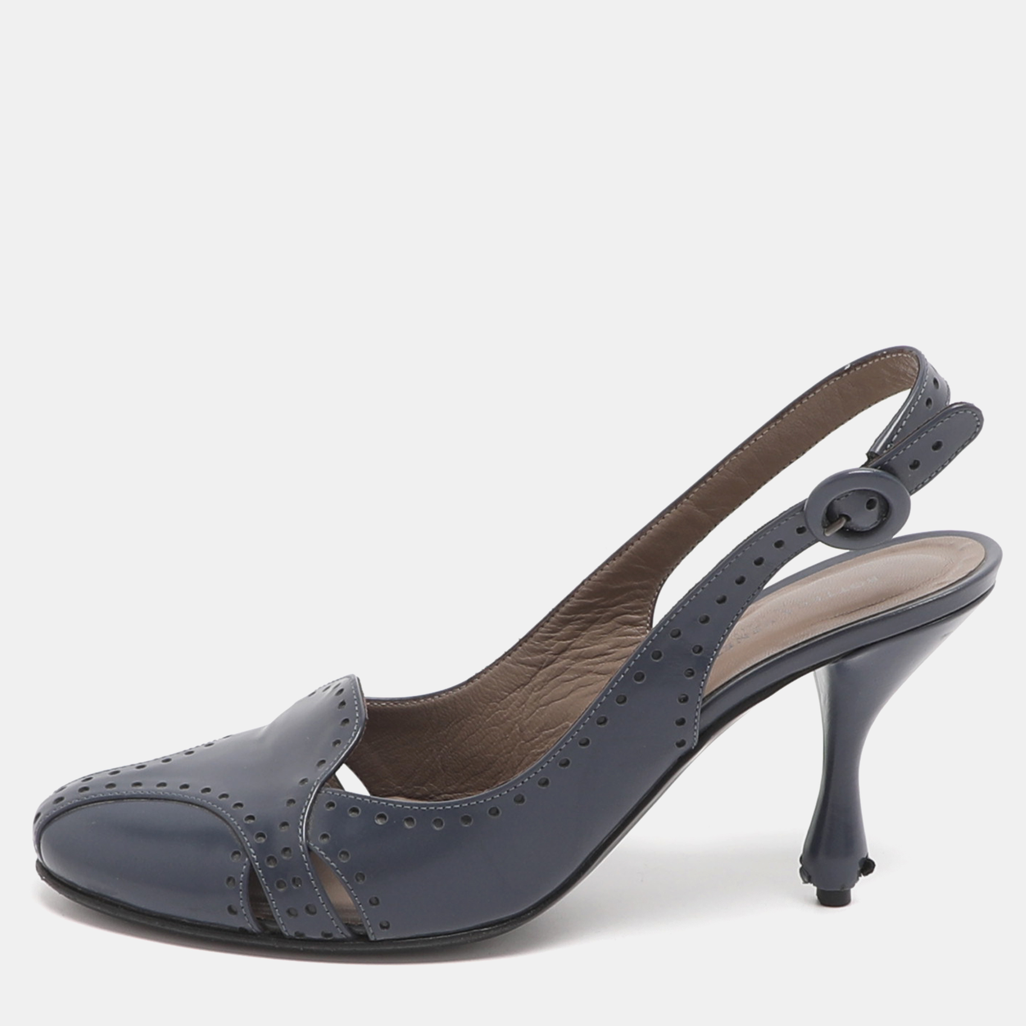 

Bottega Veneta Size 36 Blue Leather Slingback Pumps
