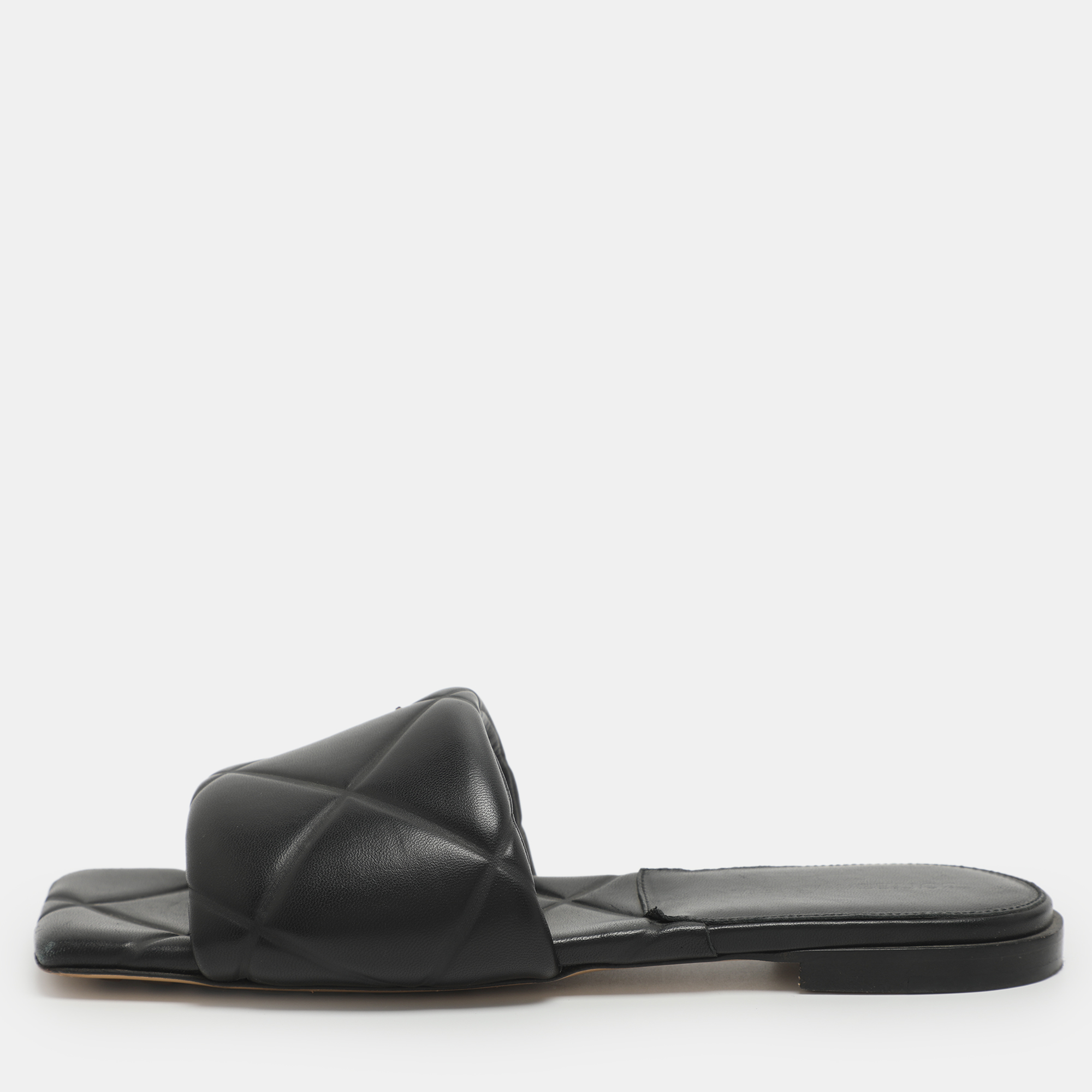 

Bottega Veneta Lido Size  Black Leather Flat Slides