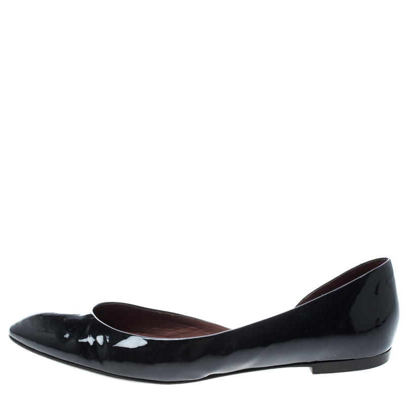 

Bottega Veneta Black Patent Leather D'orsay Ballet Flats Size