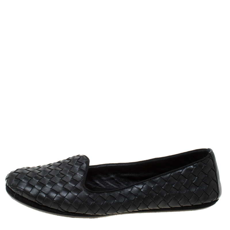 

Bottega Veneta Black Intrecciato Leather Smoking Slippers Size