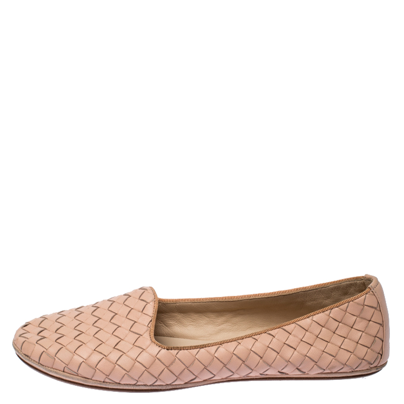 

Bottega Veneta Blush Pink Intrecciato Leather Smoking Slippers Size