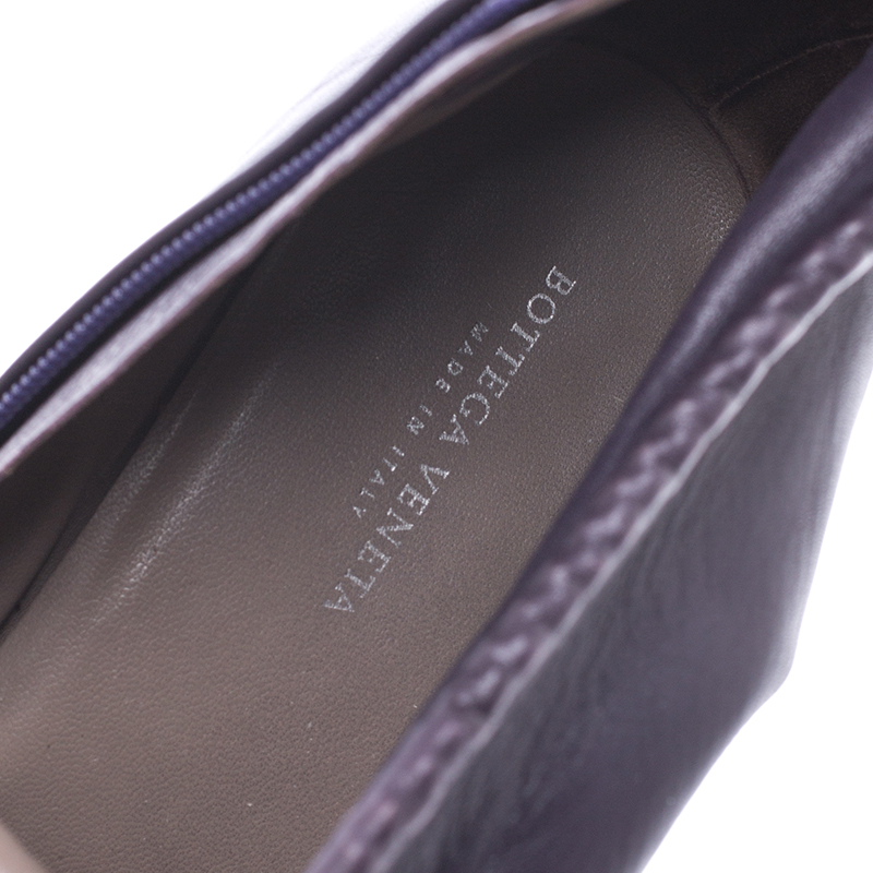 Pre-owned Bottega Veneta Purple Leather Ankle Boots Size 38