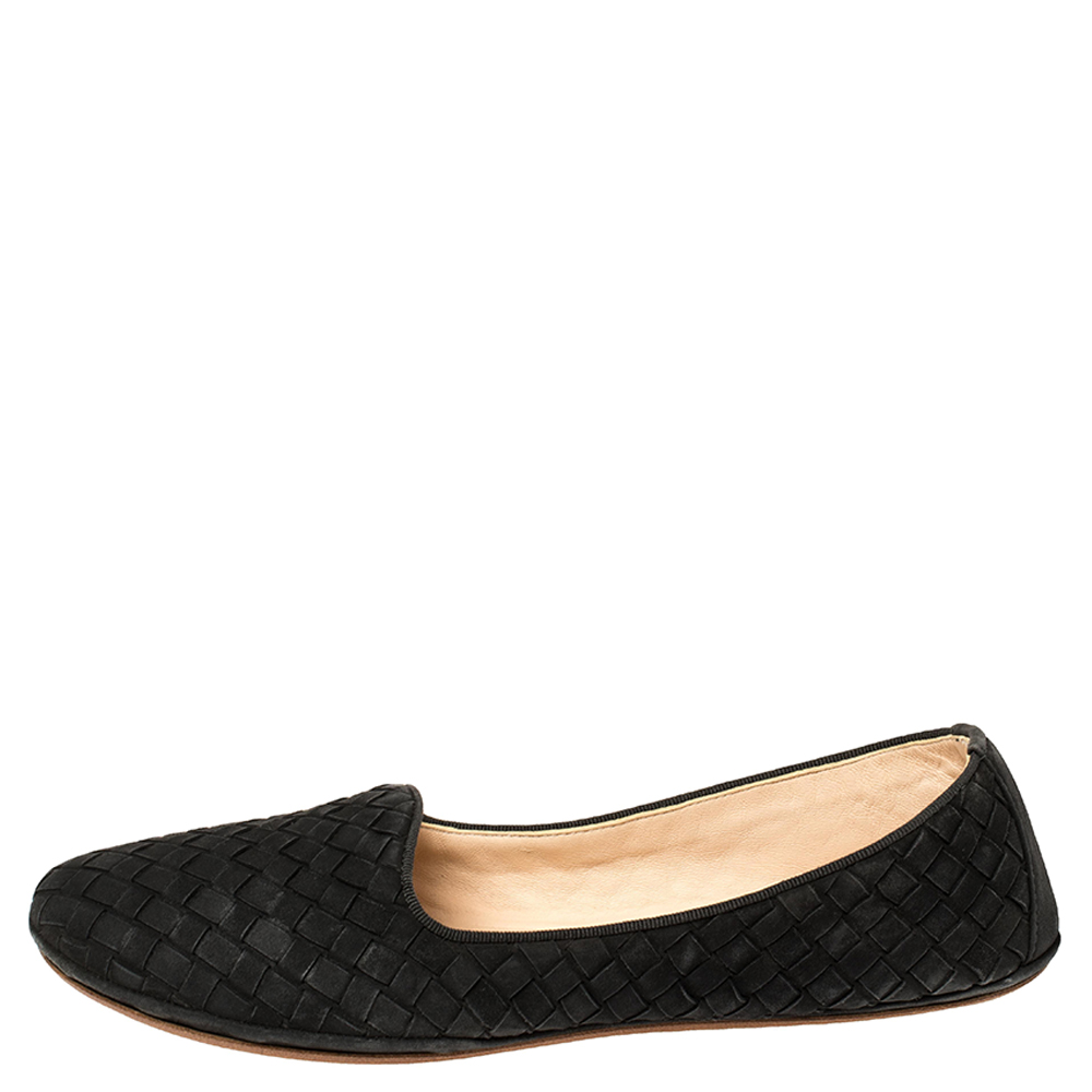 

Bottega Veneta Black Intrecciato Leather Smoking Slippers Size