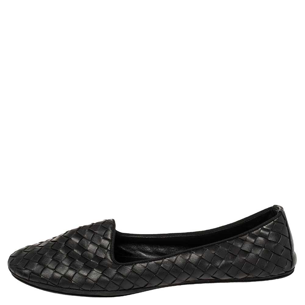 

Bottega Veneta Black Intrecciato Leather Smoking Slippers Size