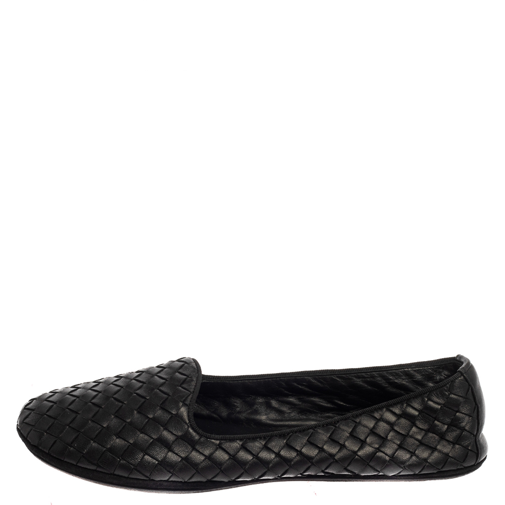 

Bottega Veneta Black Intrecciato Leather Smoking Slipper Size