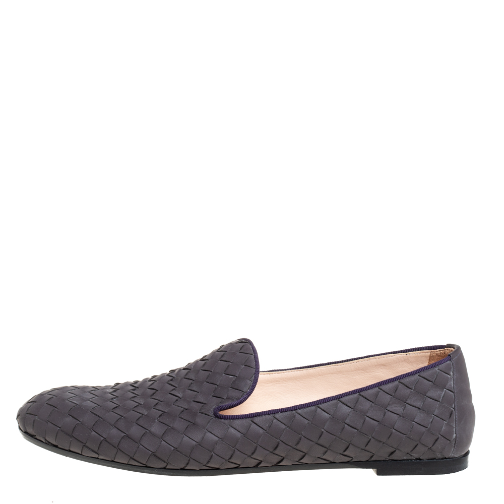 

Bottega Veneta Purple Intrecciato Leather Smoking Slippers Size 40