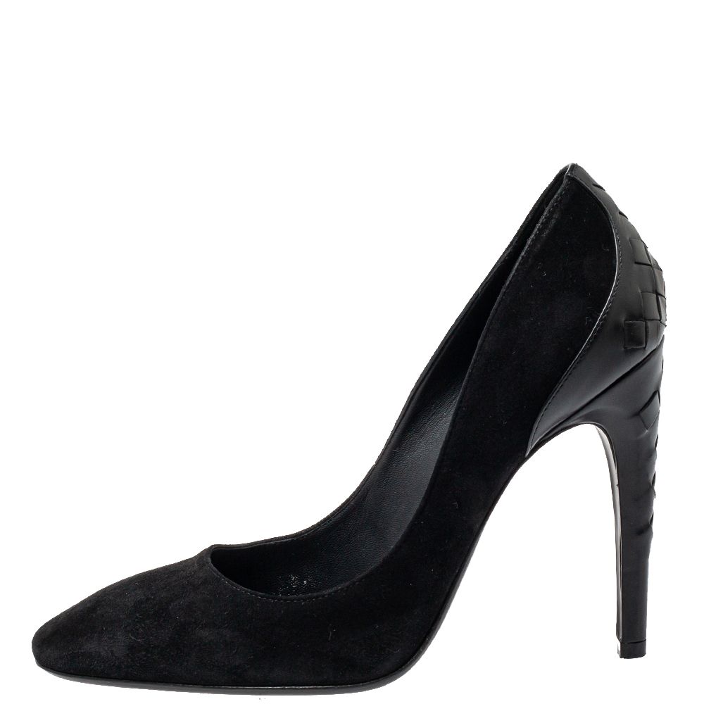 

Bottega Veneta Black Suede And Intrecciato Leather Pumps Size