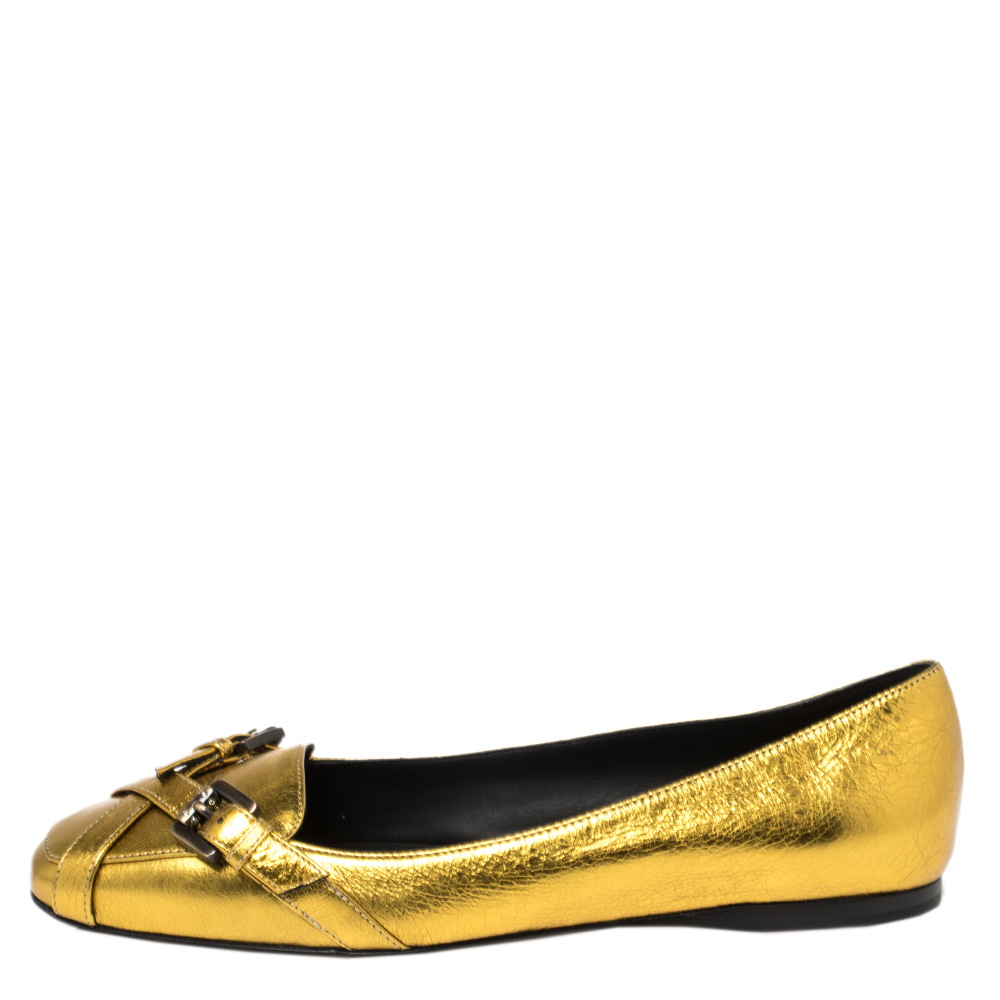 

Bottega Veneta Gold Leather Ballet Flats Size