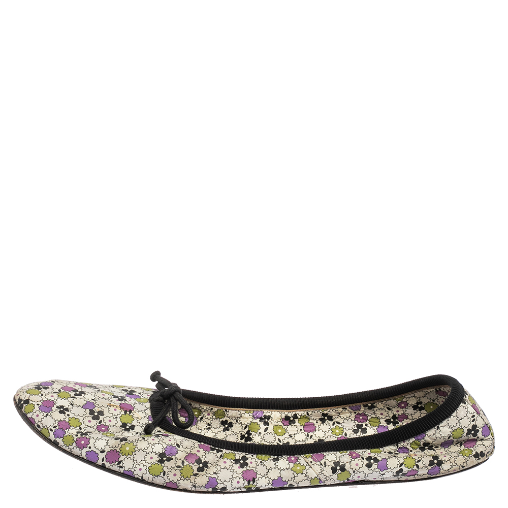 

Bottega Veneta Multicolor Leather Floral Print Ballet Flats Size