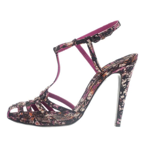 

Bottega Veneta Corniola Topaz Pollock Print Silk Sandals Size, Multicolor