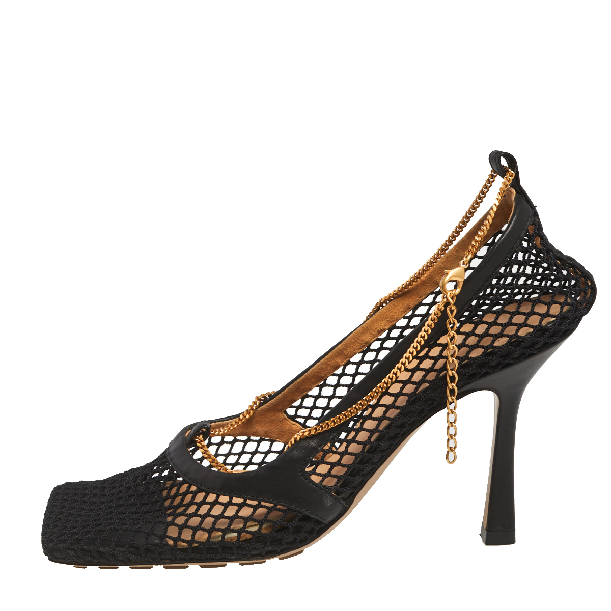 

Bottega Veneta Black Mesh Fabric And Leather Trim Stretch Pumps Size