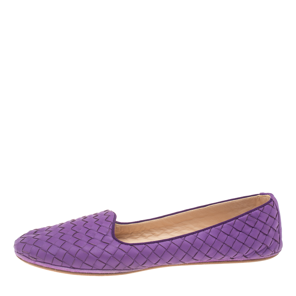 

Bottega Veneta Purple Intrecciato Leather Ballet Flats Size