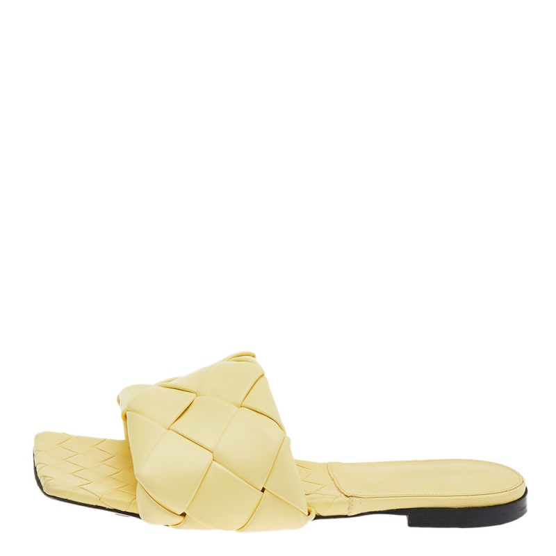 

Bottega Veneta Yellow Leather Lido Flat Slides Sandals Size
