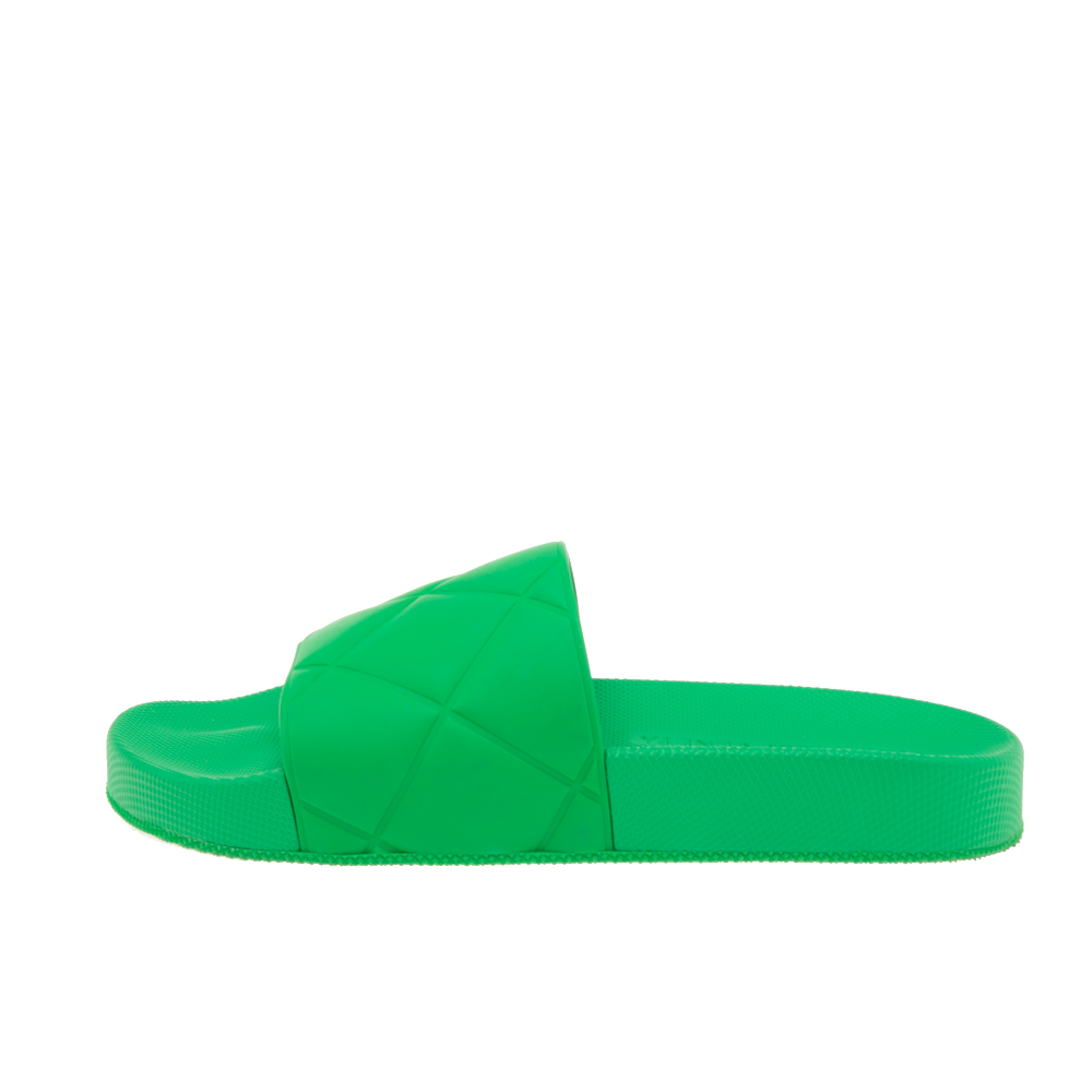 

Bottega Veneta Green Rubber Pool Slide Size