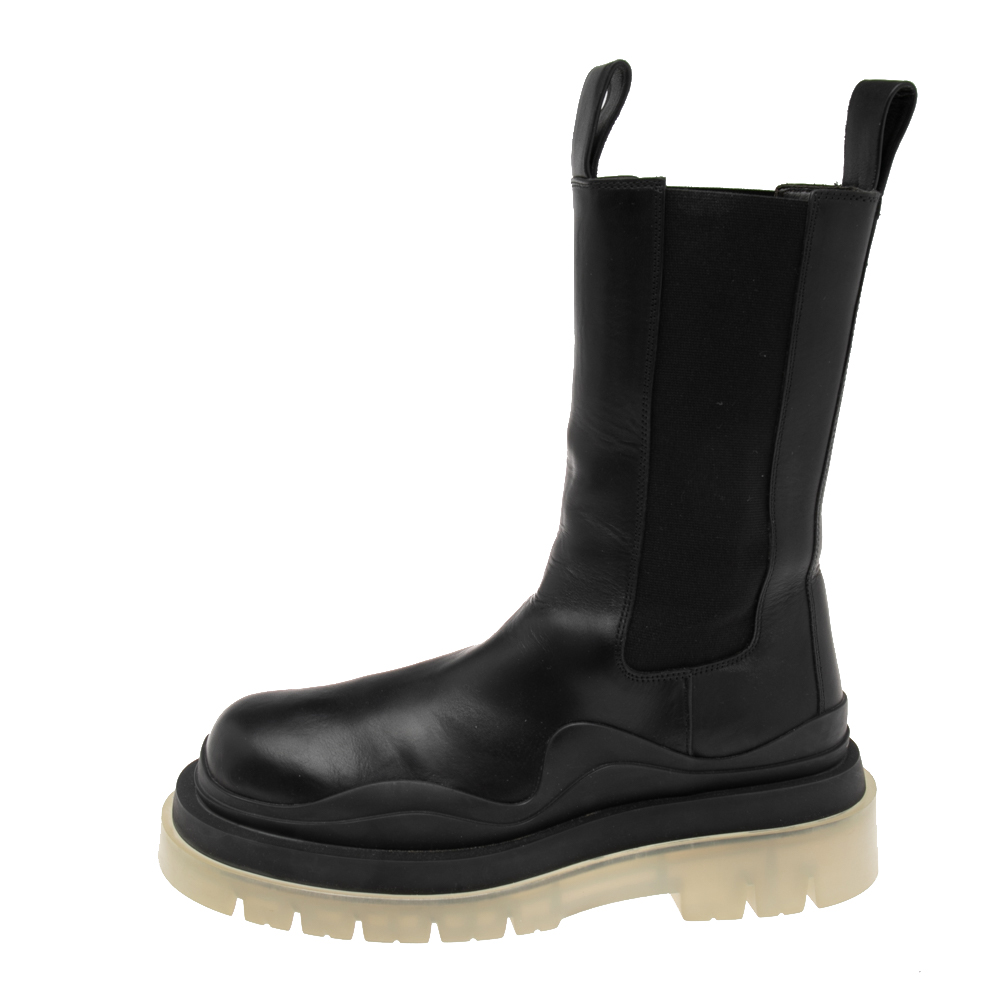 

Bottega Veneta Black Leather Platform Chelsea Boots Size