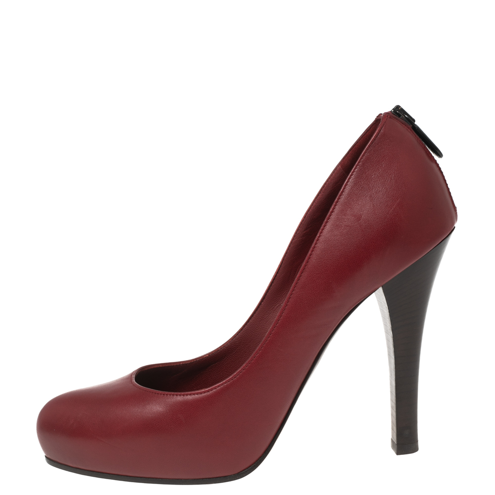 

Bottega Veneta Red Leather Zipper Detail Pumps Size