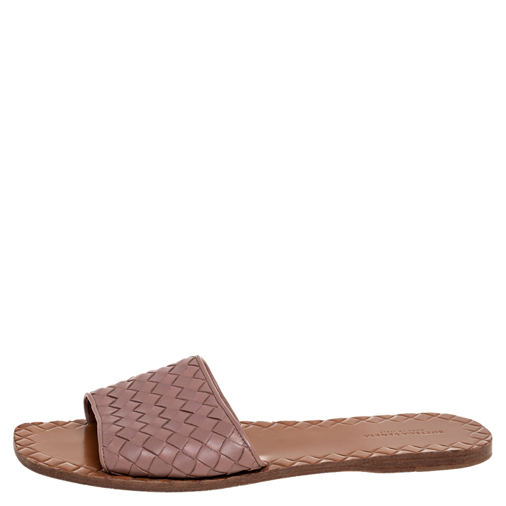 

Bottega Veneta Beige Leather Intrecciato Flats Size