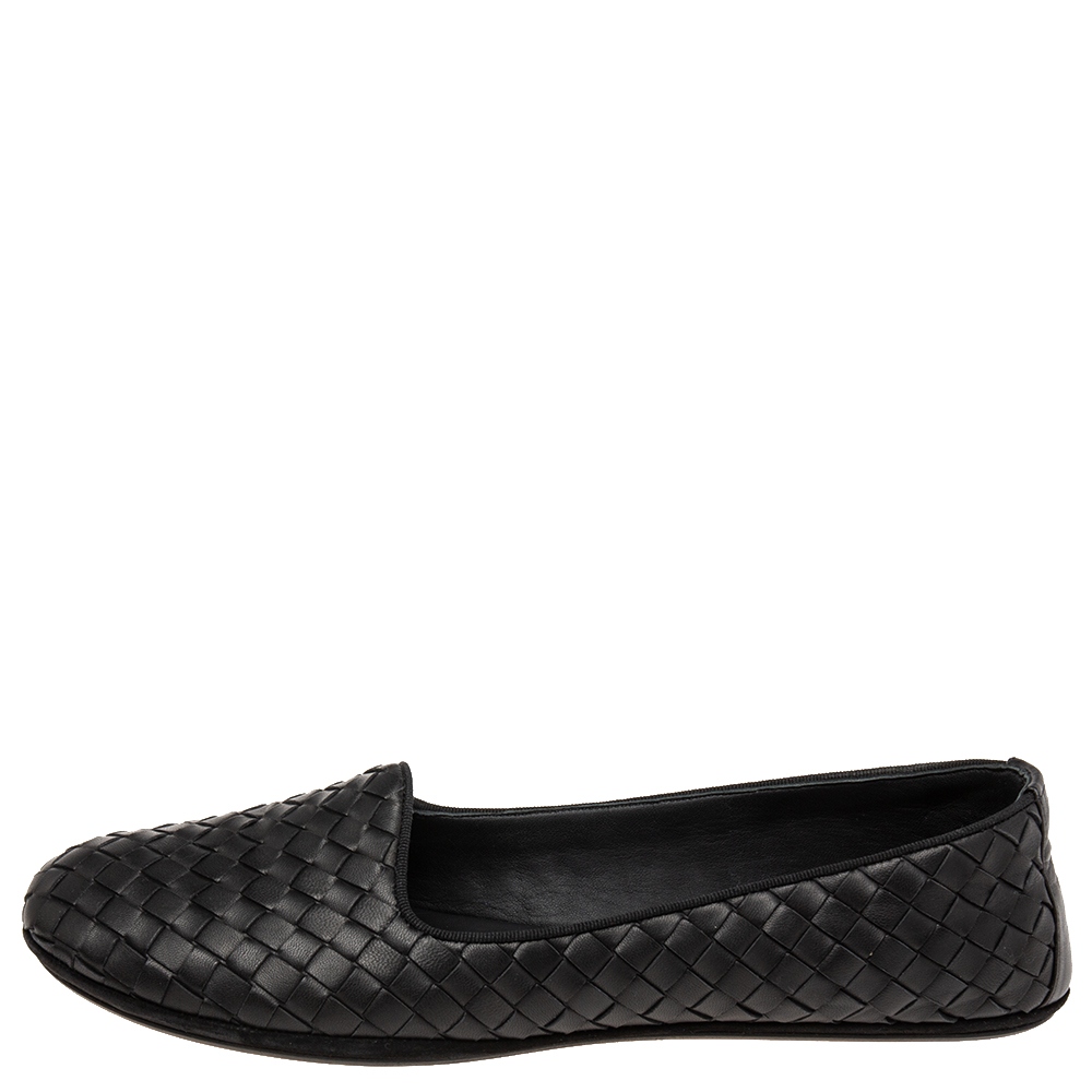 

Bottega Veneta Black Intrecciato Leather Smoking Slippers Size