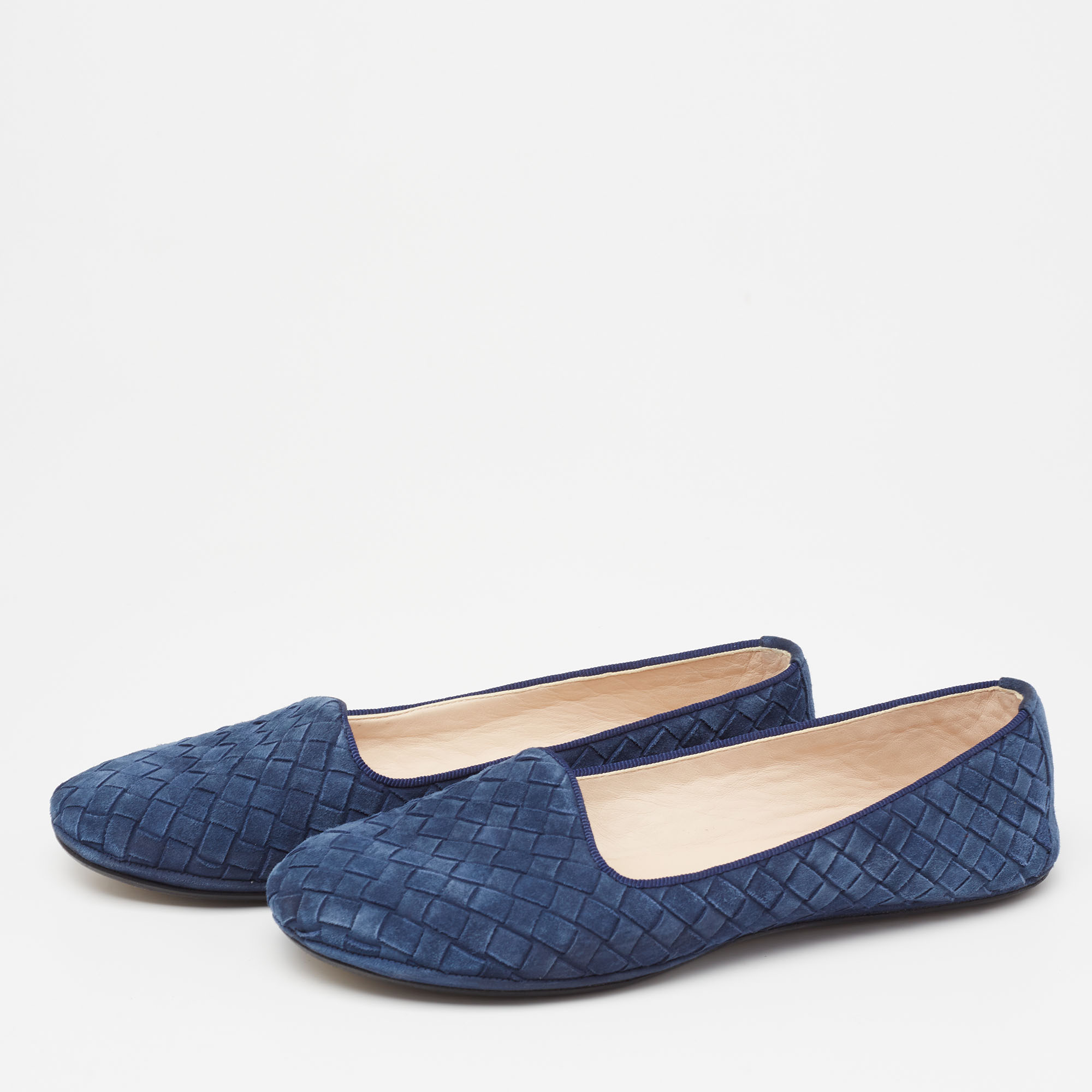 

Bottega Veneta Navy Blue Suede Ballet Flats Size