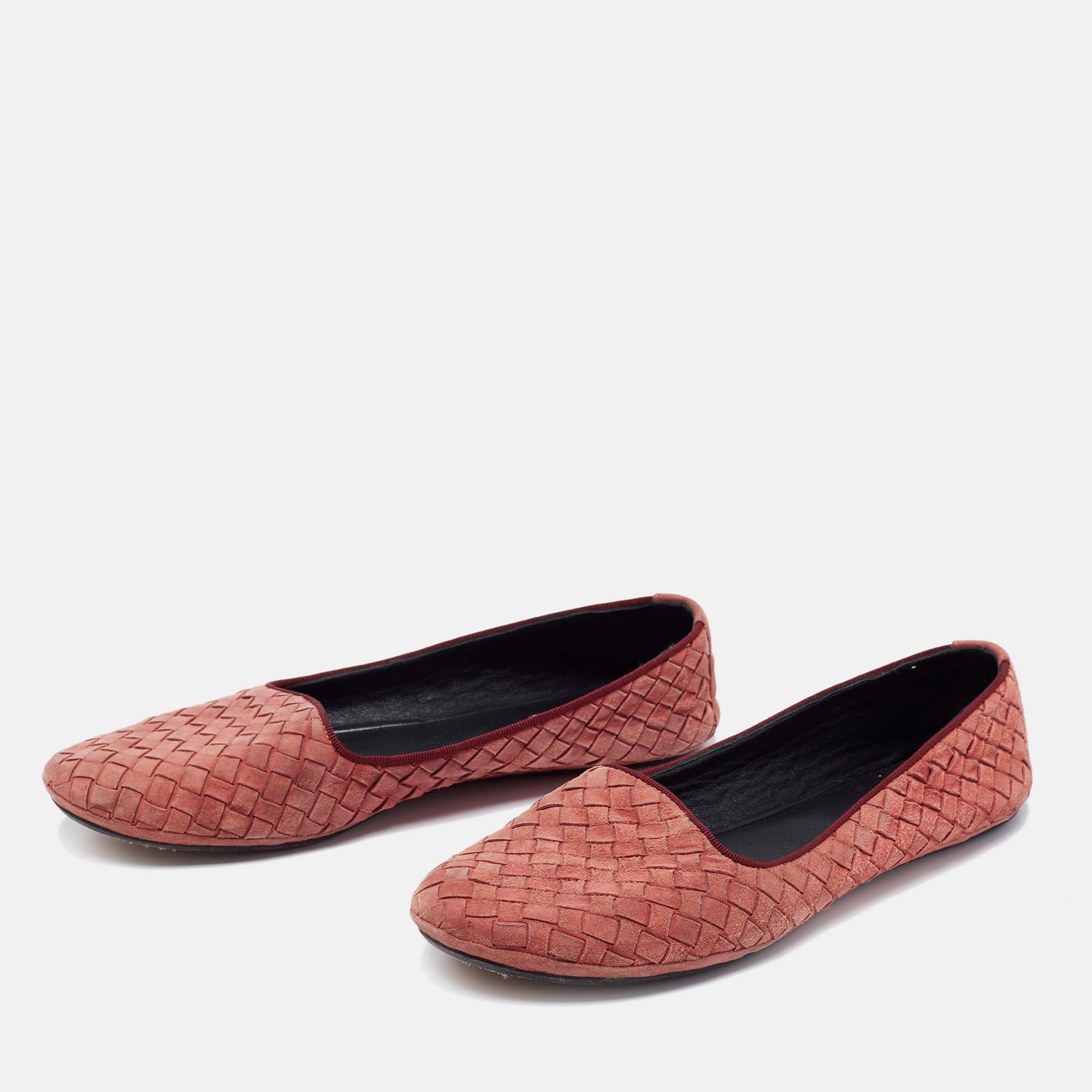 

Bottega Veneta Brown Intrecciato Suede Ballet Flats Size