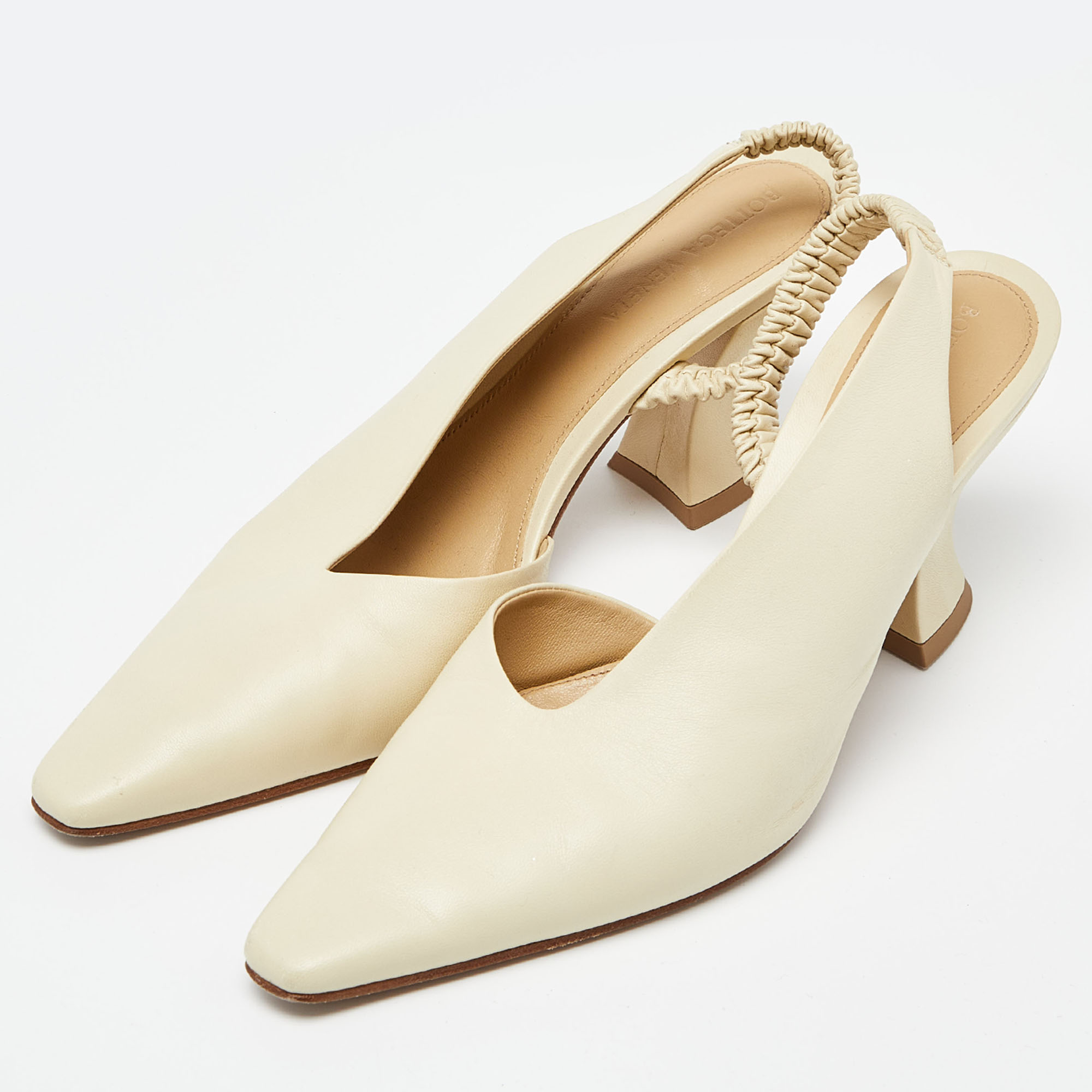 

Bottega Veneta Beige Leather Slingback D'orsay Pumps Size