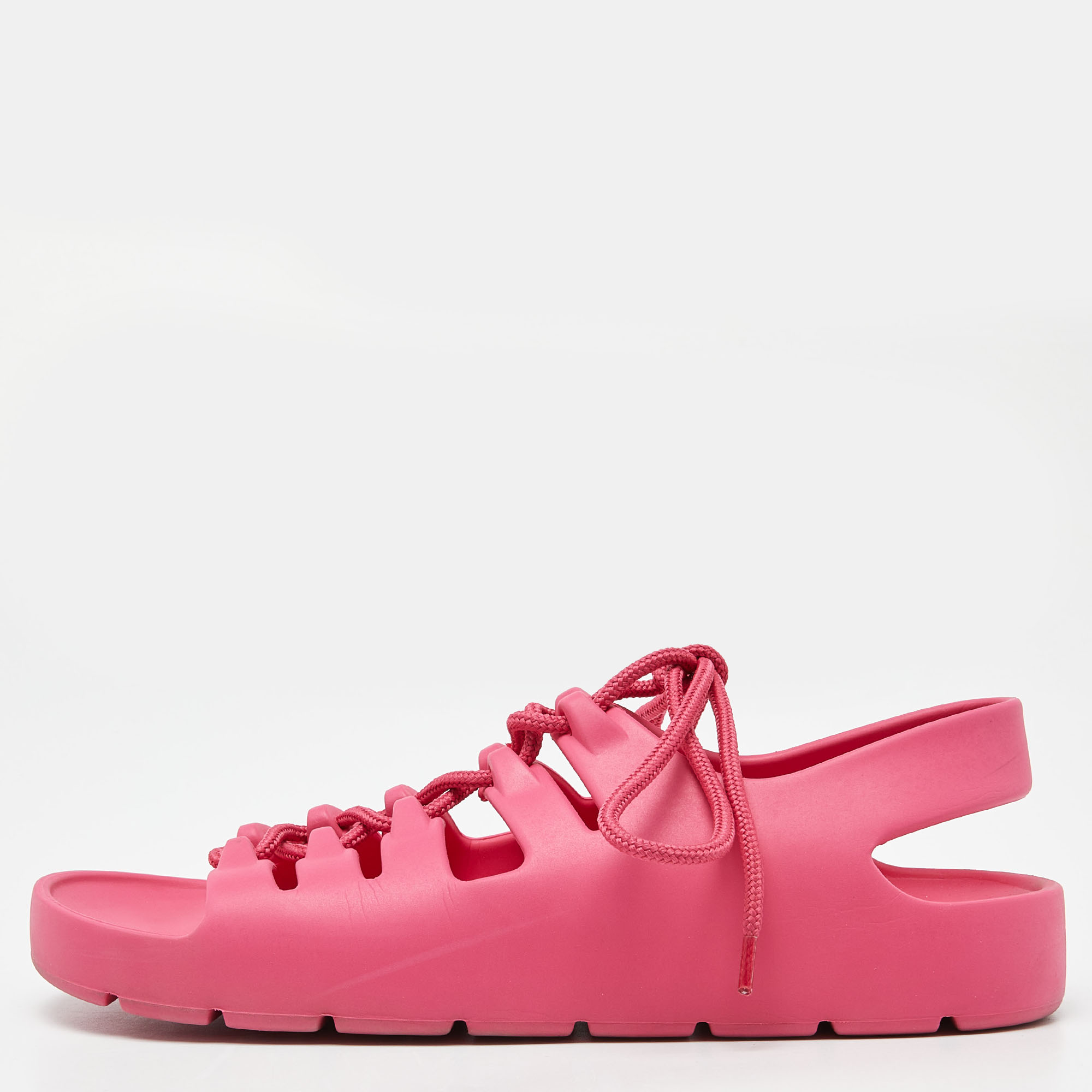 Pre-owned Bottega Veneta Pink Rubber Jelly Sandals Size 38