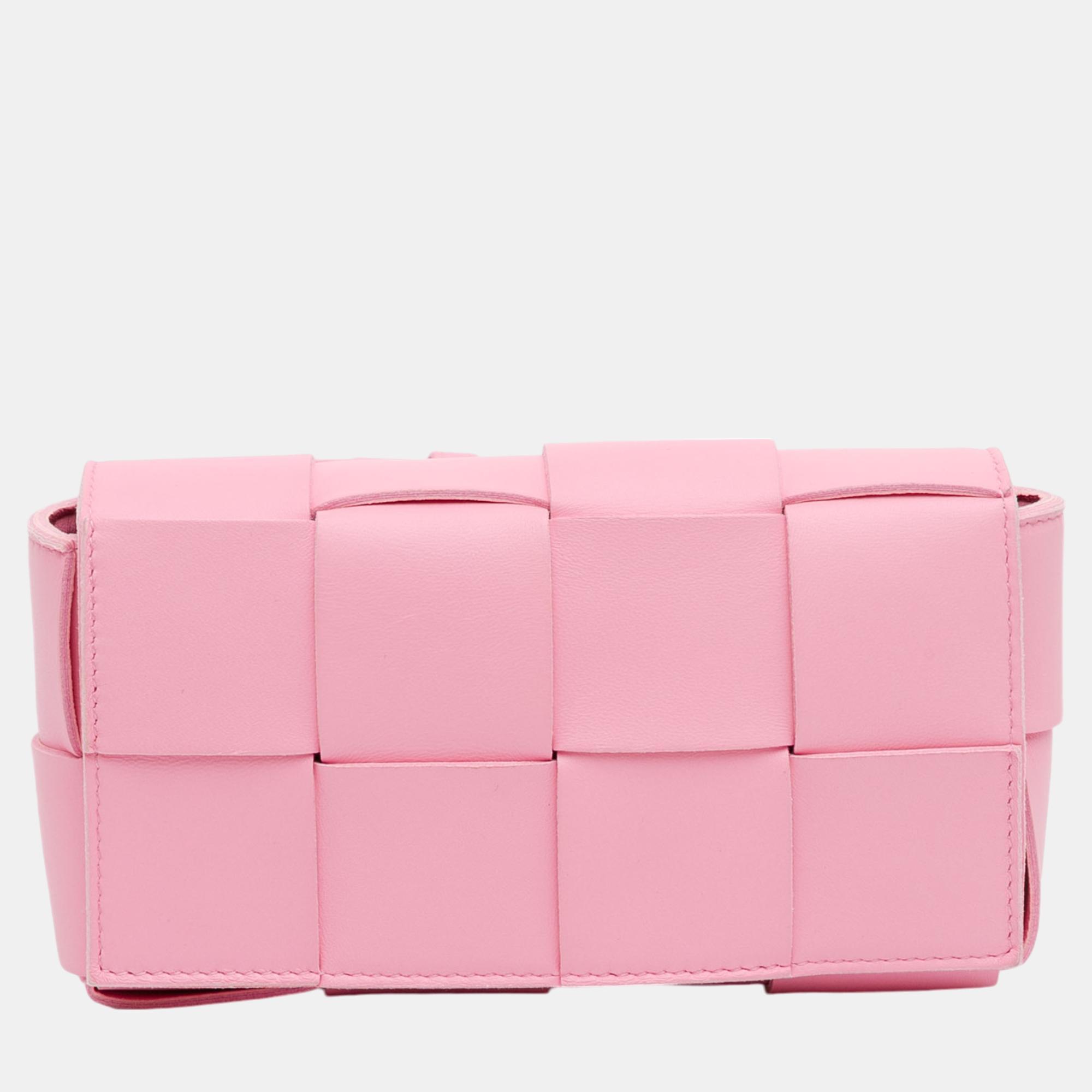 

Bottega Veneta Pink Intrecciato Cassette Belt Bag