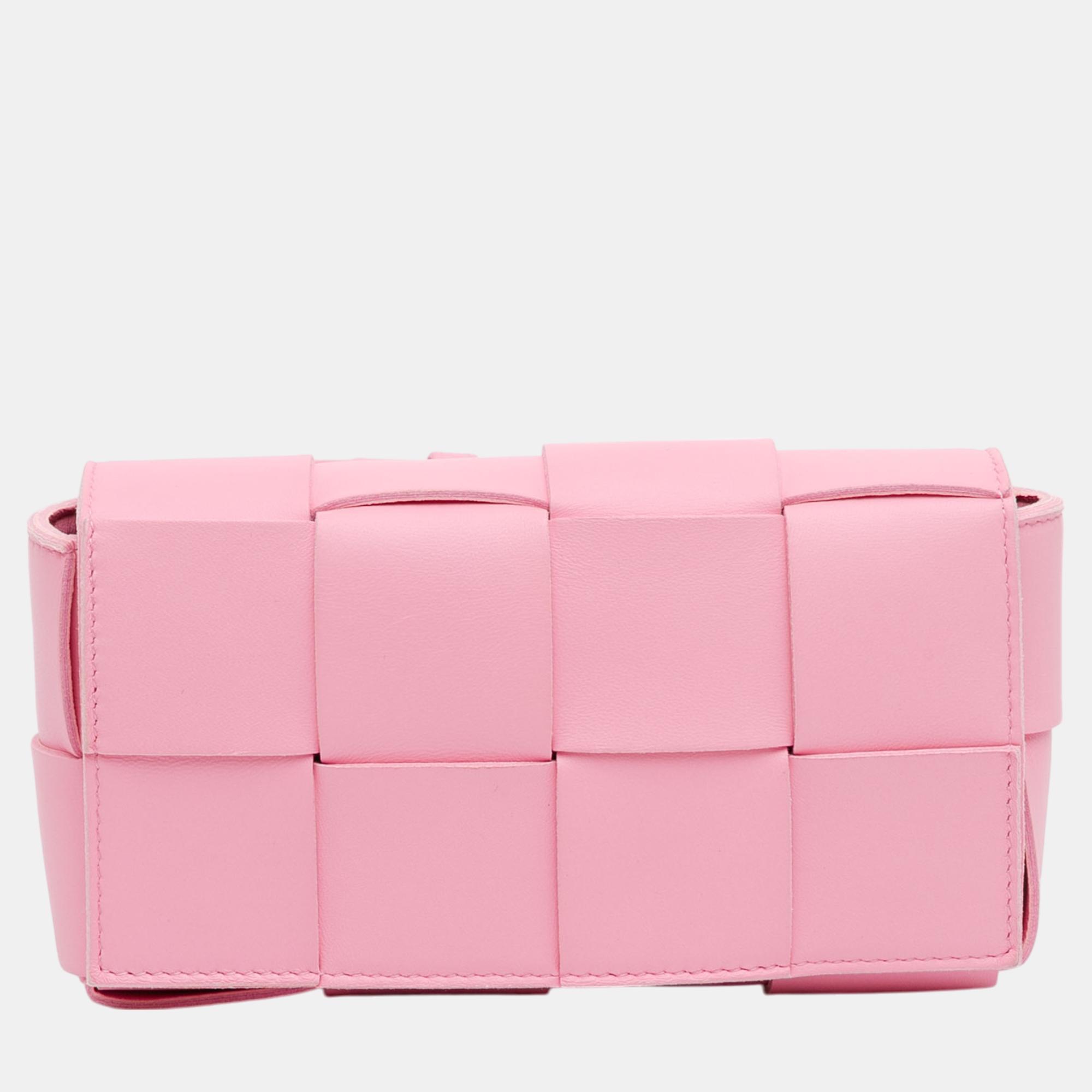 

Bottega Veneta Pink Mini Nappa Intrecciato Cassette Belt Bag