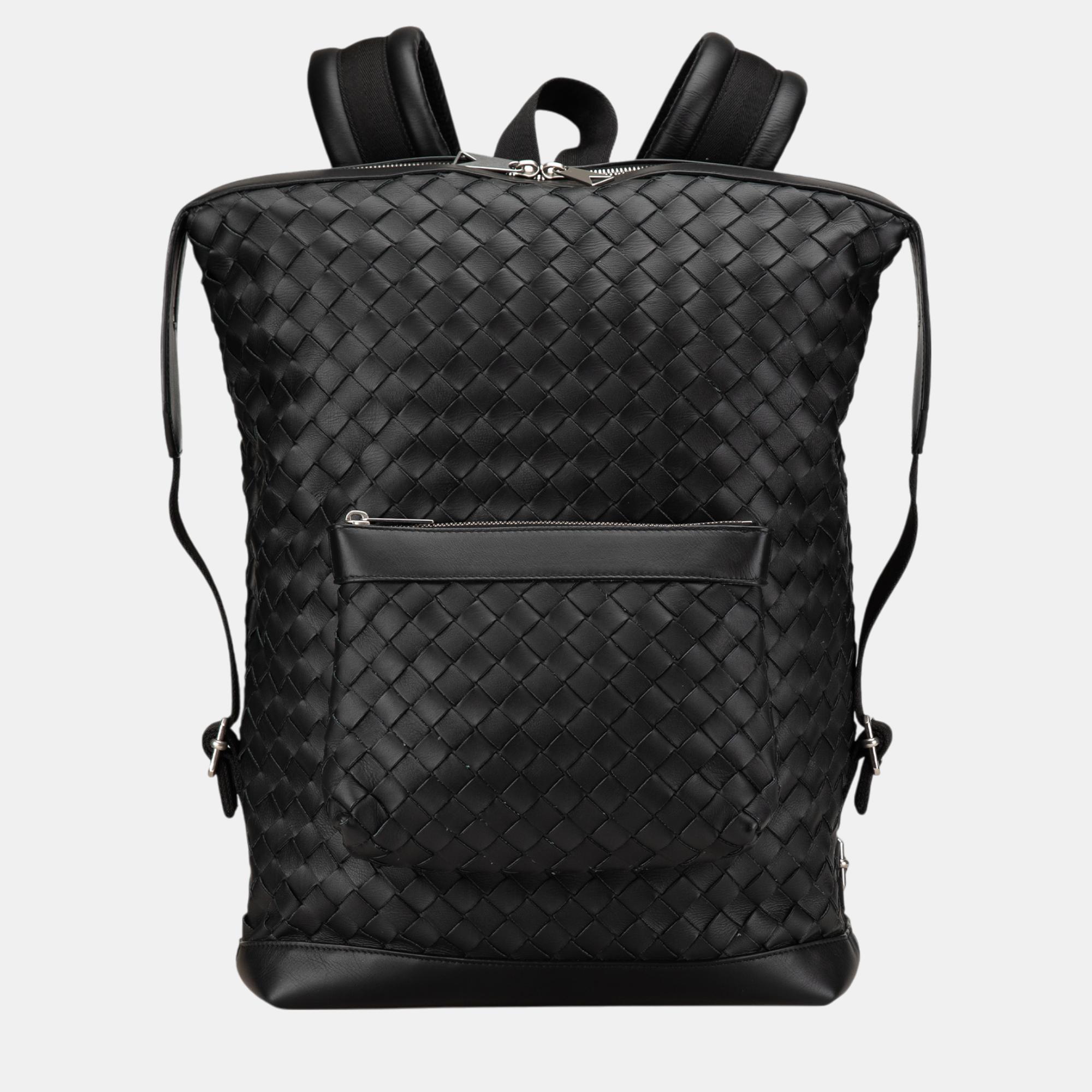 

Bottega Veneta Black Nappa Intrecciato Front Pocket Backpack