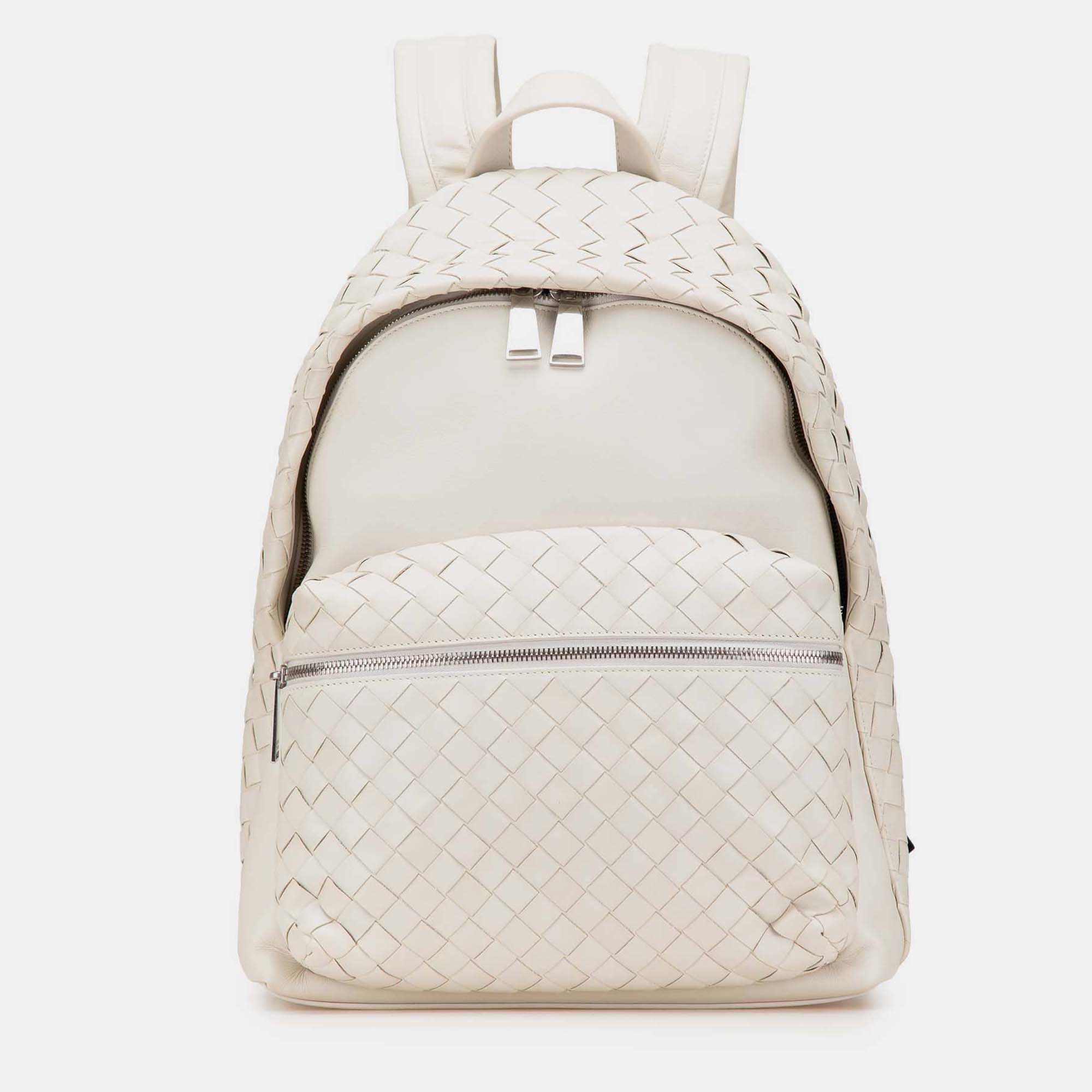 

Bottega Veneta White Nappa Intrecciato Backpack