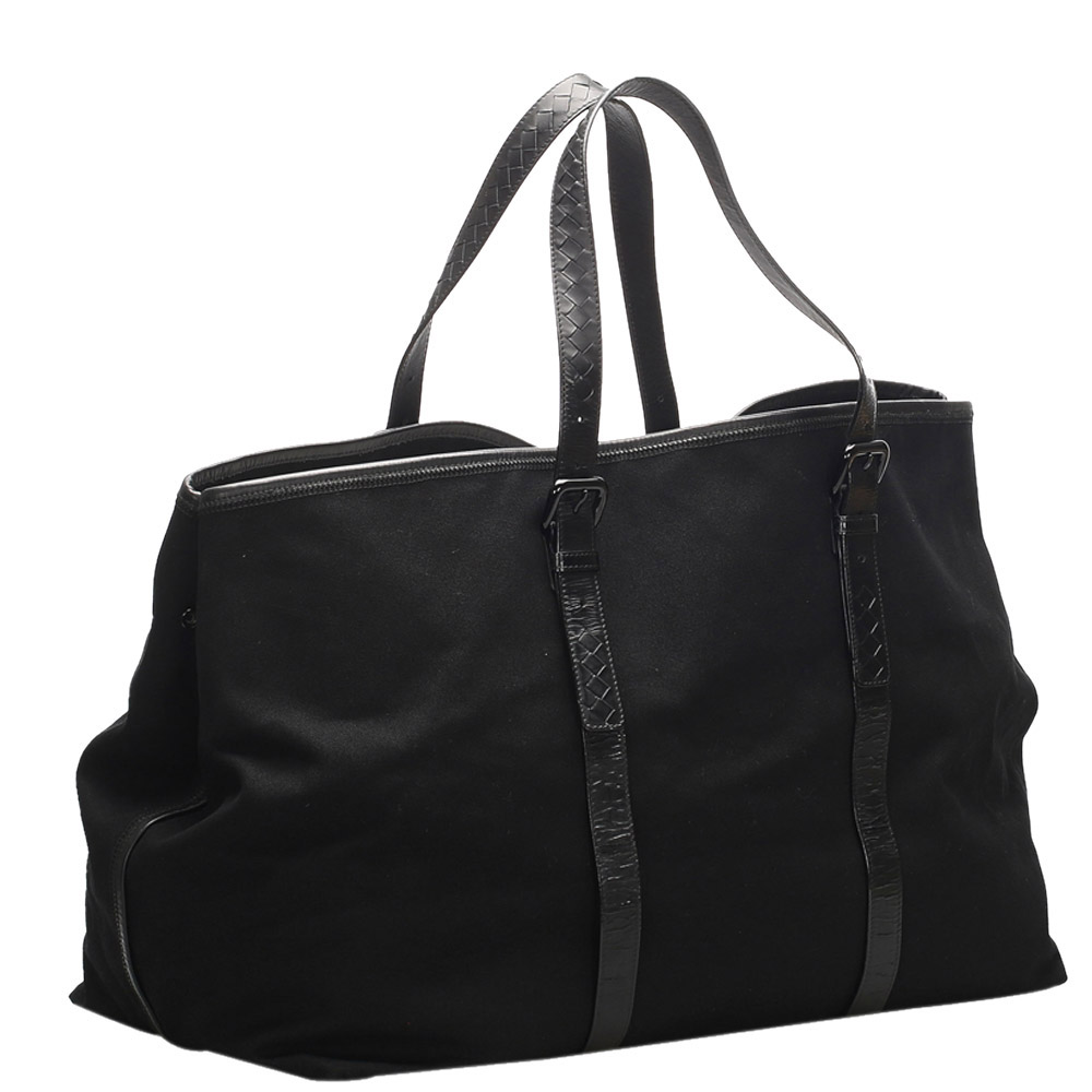 

Bottega Veneta Black Canvas Travel Bag
