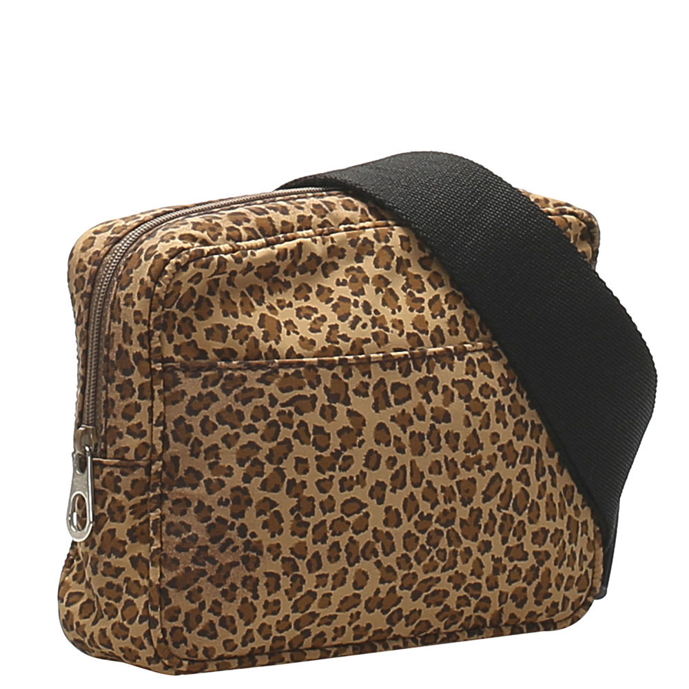 

Bottega Veneta Brown Leopard Nylon Belt Bag, Beige