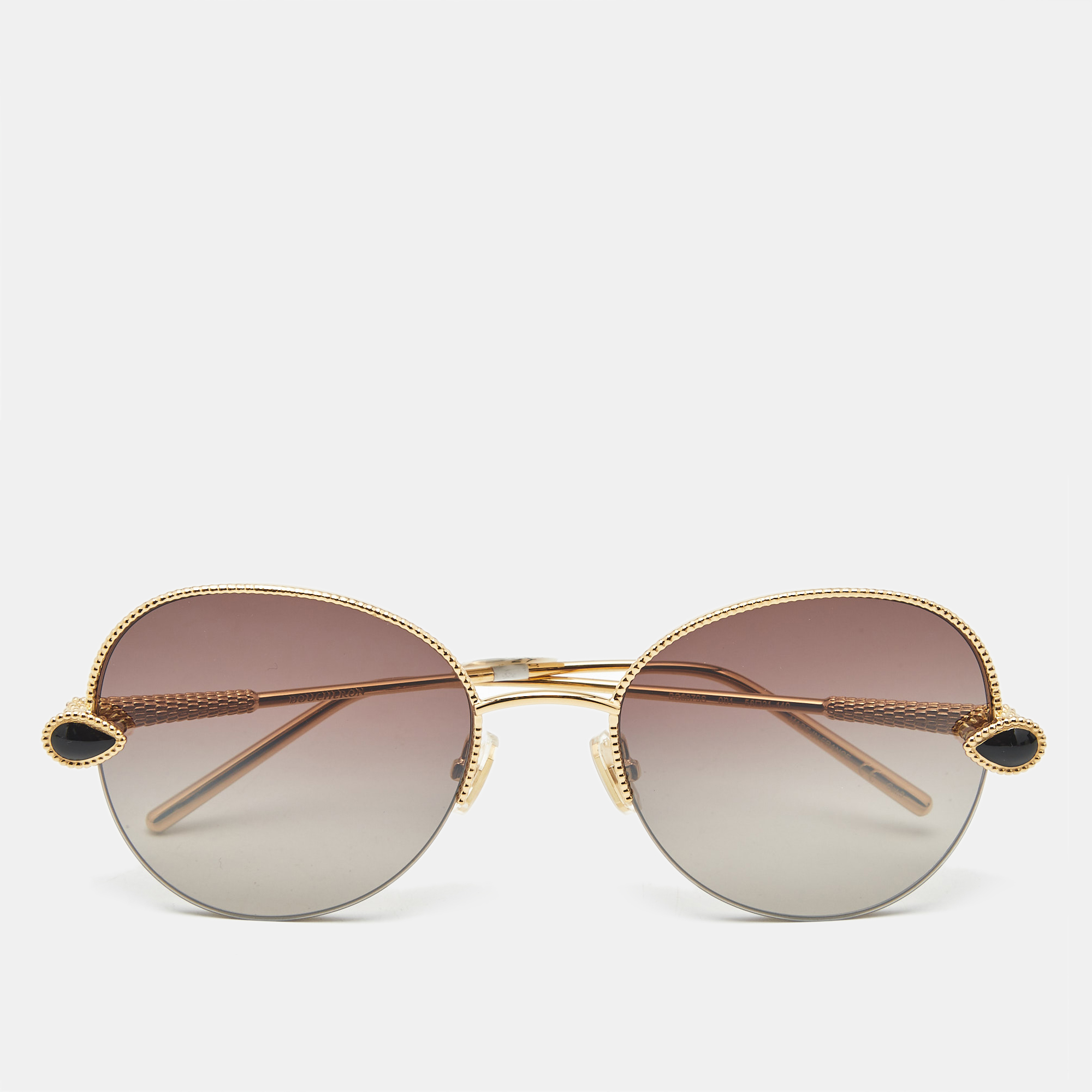 Pre-owned Boucheron Purple/gold Tone Gradient Bc0079s Aviator Sunglasses