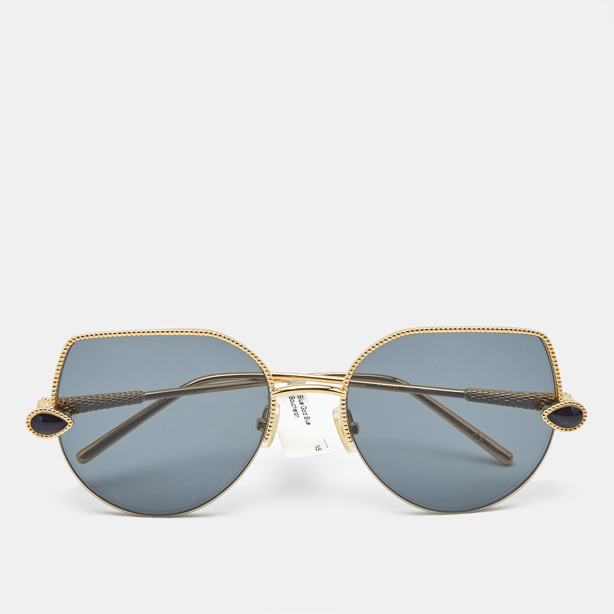 Pre-owned Boucheron Blue/gold Tone Gradient Bc0079s Aviator Sunglasses